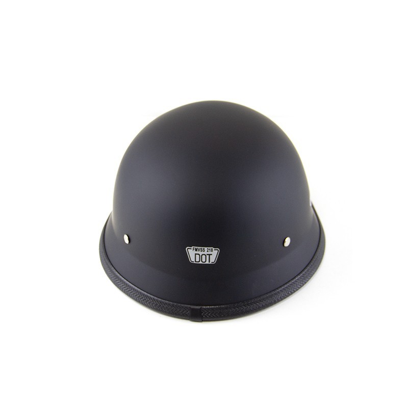 DOT Low Profile German Novelty Flat Black Motorcycle Half Helmet Cruiser Chopper