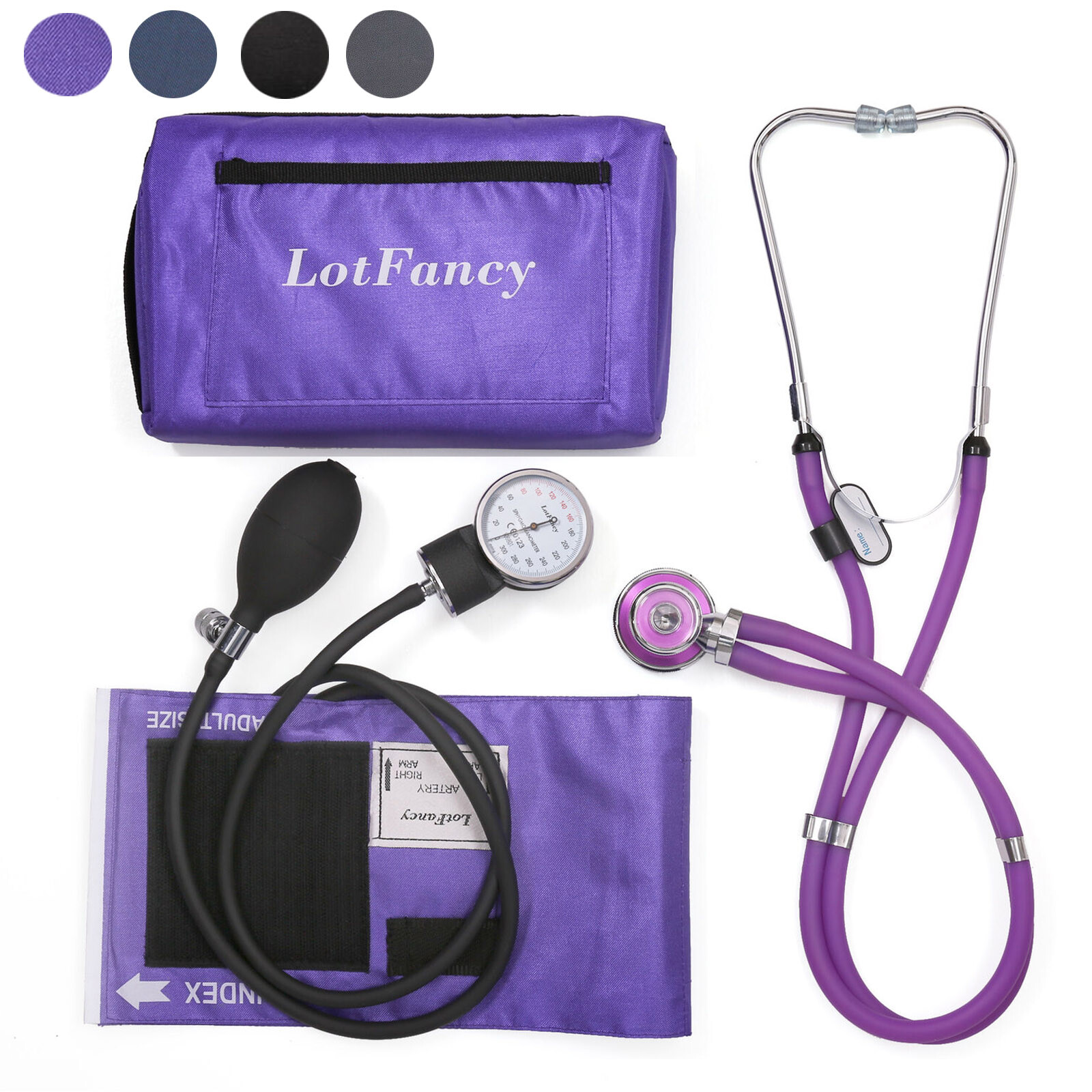 Aneroid Sphygmomanometer Stethoscope Manual Blood Pressure Monitor BP Cuff Gauge