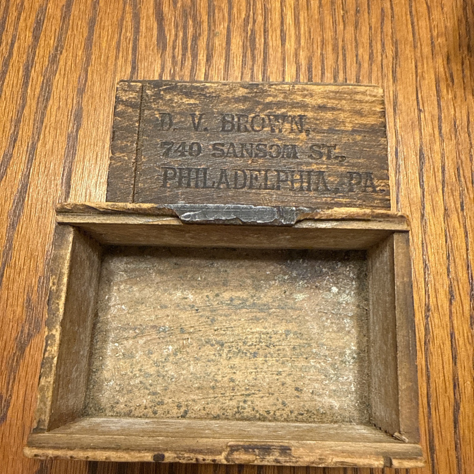 Antique D.V. Brown Optician Wooden Tool Box Philadelphia PA Optics