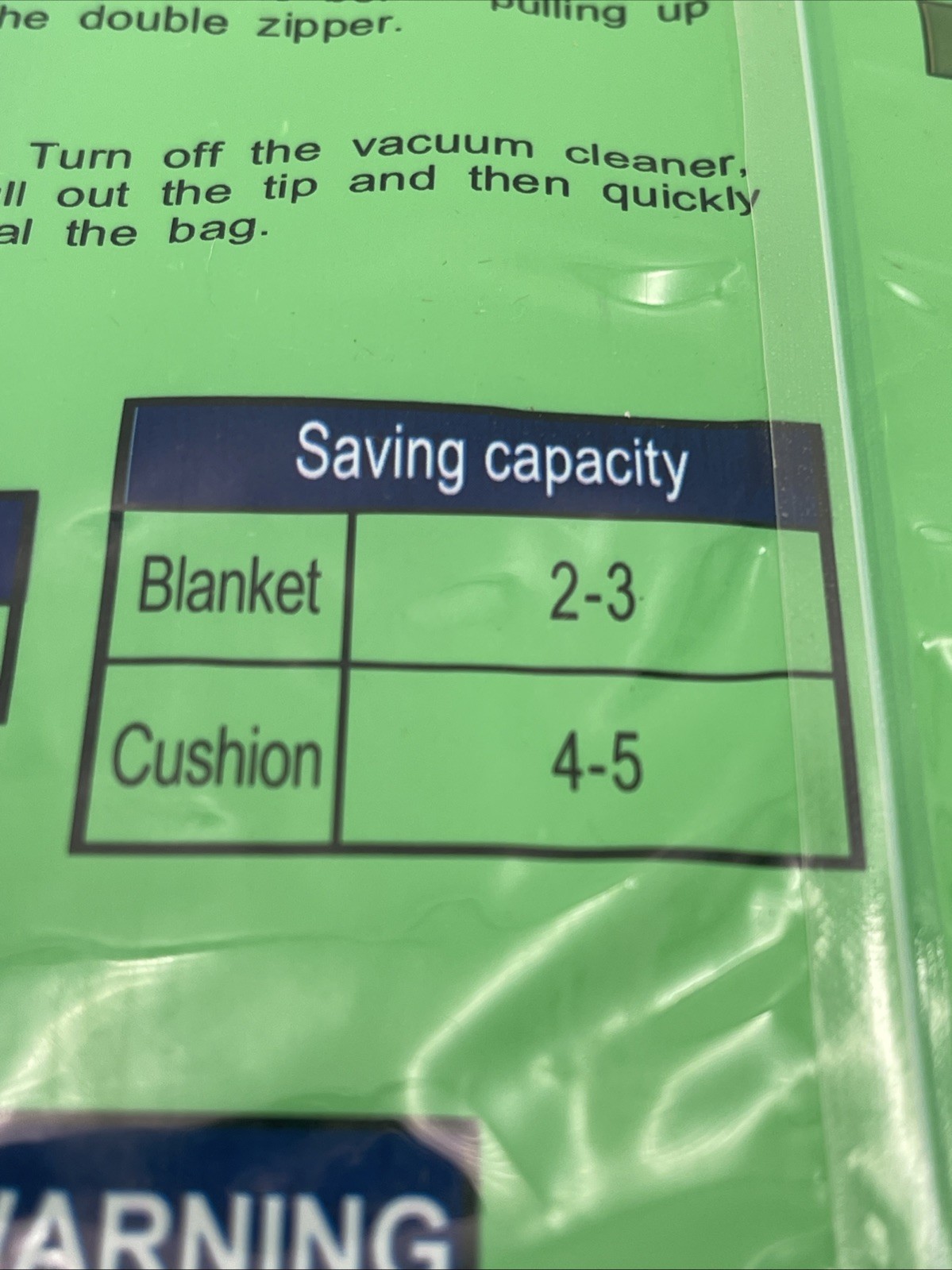 Vacuum Pressed Jumbo Bag (1) Space Saver Seal Clear Compression Bag Organizer