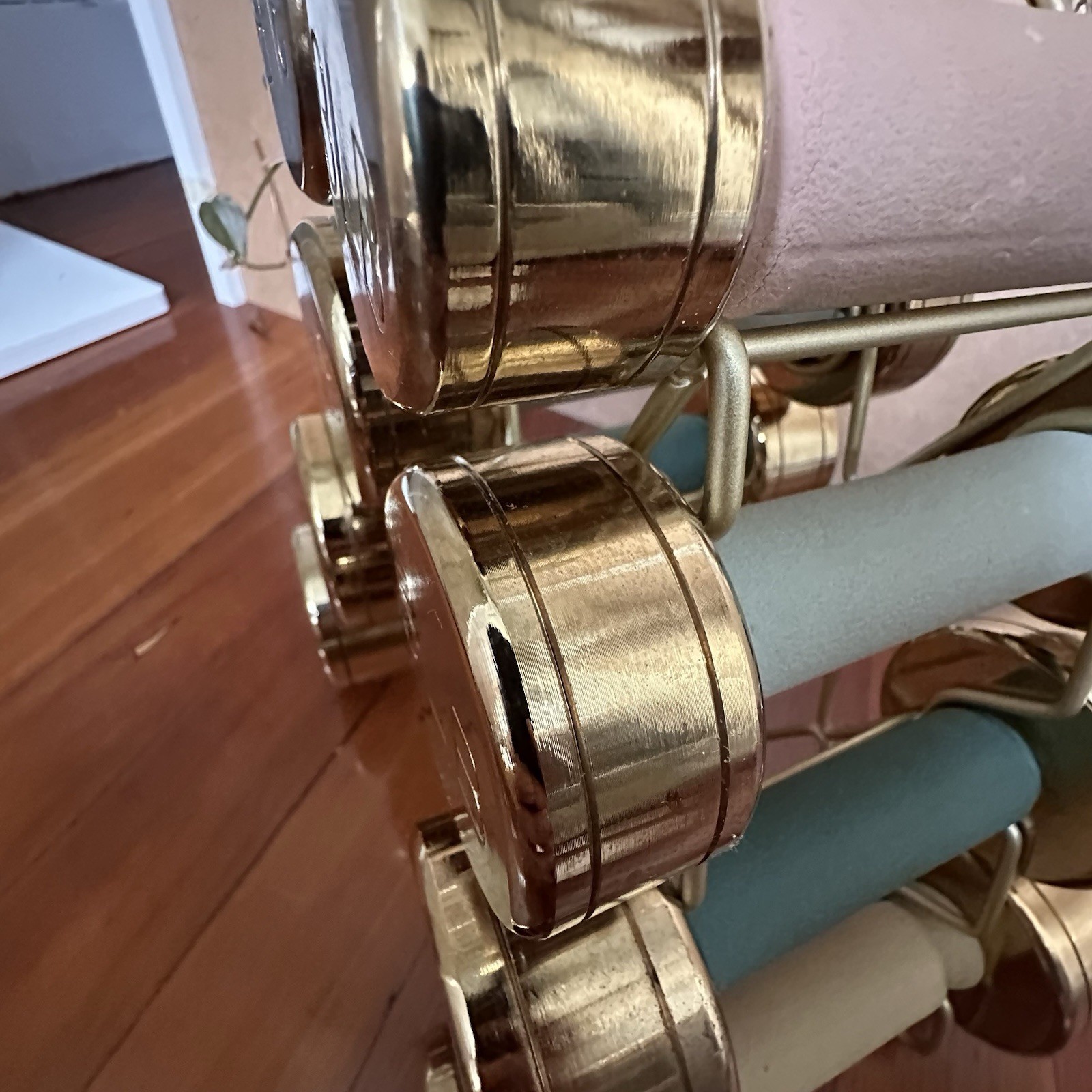 Blogilates Rare Discontinued Gold Dumbbell Weights 3lbs 5lbs 8lbs 10lbs Full Set