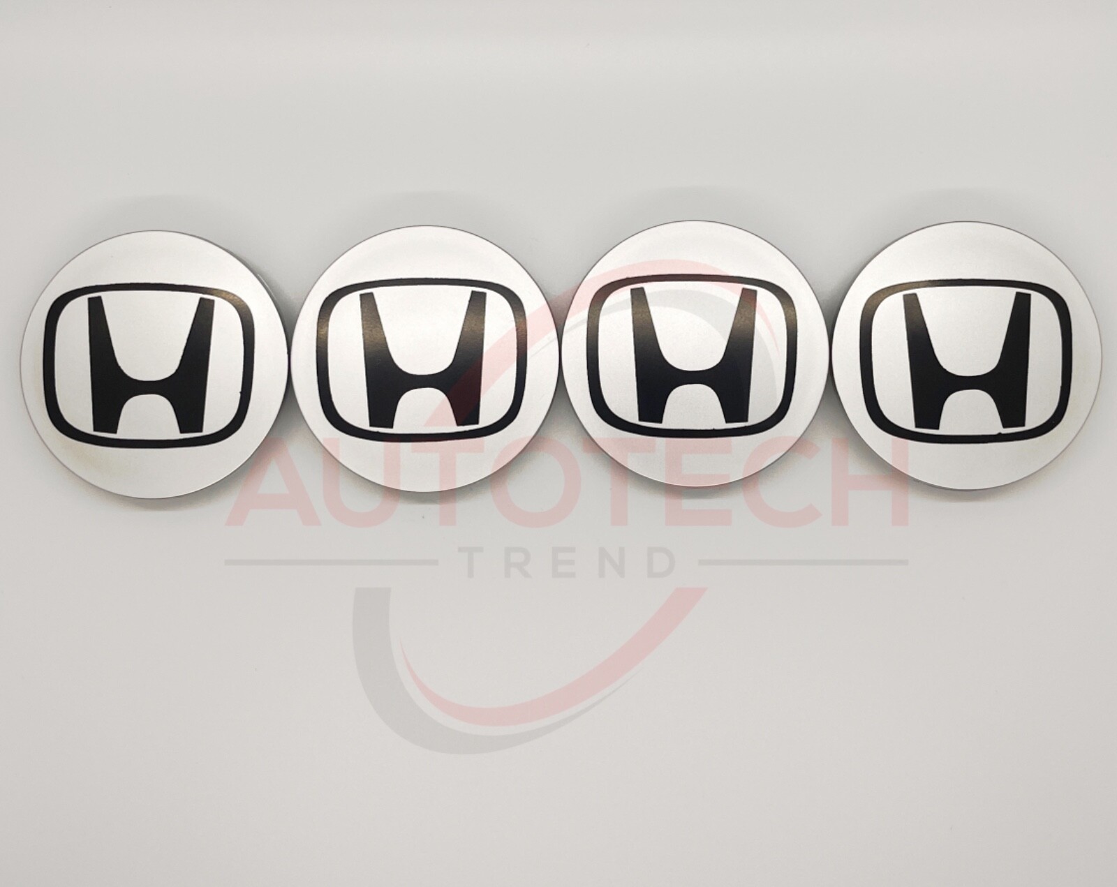 Silver/Black HONDA Set Of 4 Wheel Center Caps 69MM