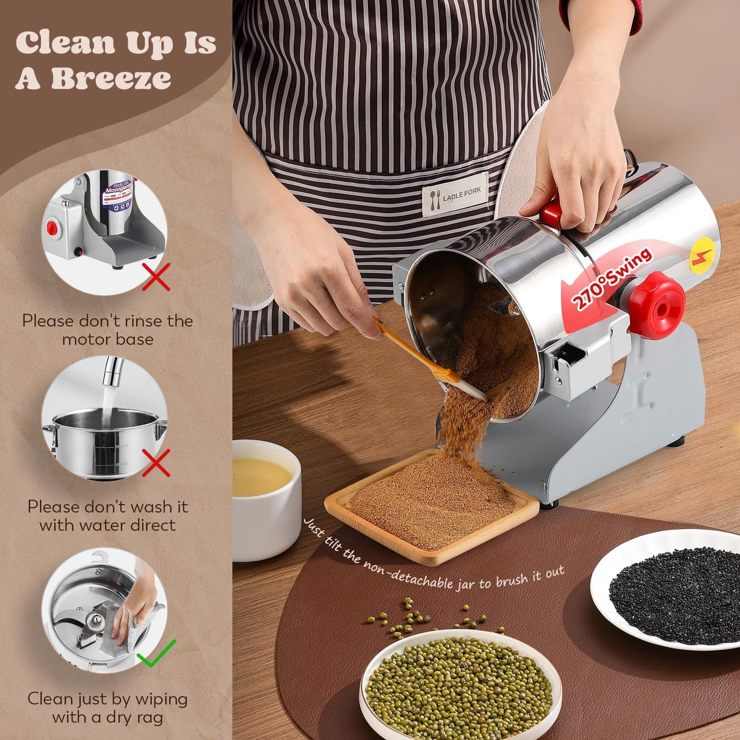 700g Grain Mill Grinder Commercial Spice Grinder 2500W 110V