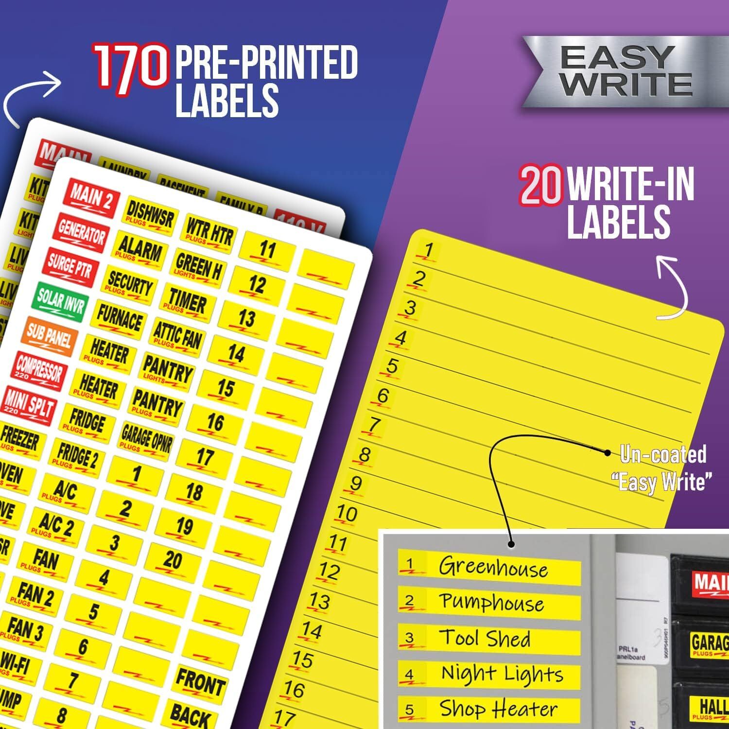 Vinyl Labels for Breaker Panel Boxes 170 Circuit Breaker Decals Choose Your Set