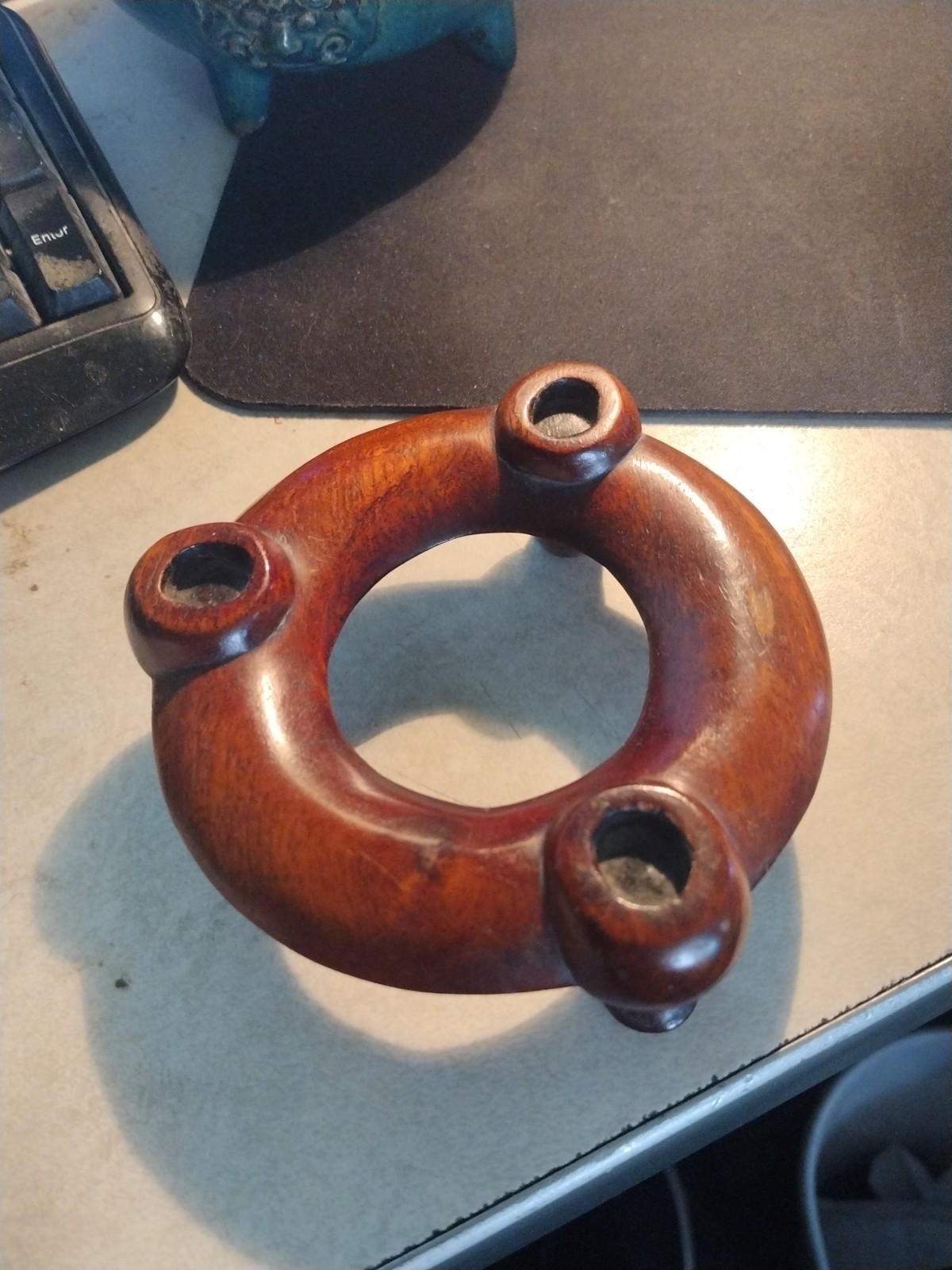 19th CENTURY CHINESE TURQUOISE GREEN GLAZED FOOTED FOO DOG CENSER * W/STAND