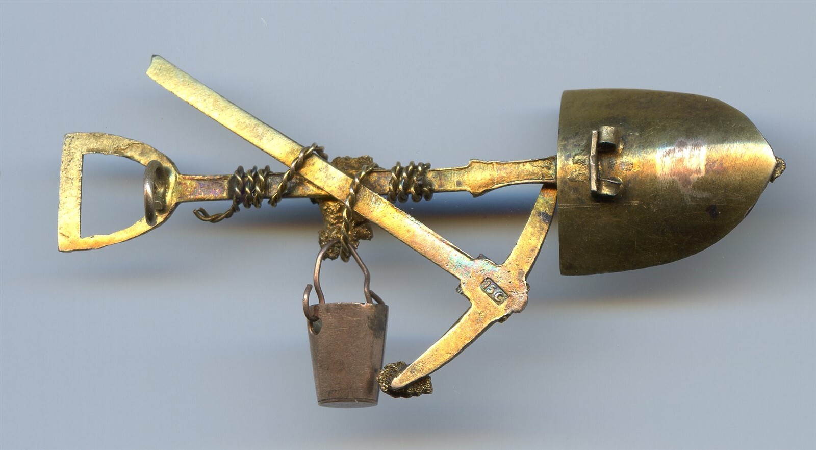 Vintage Gold Mining Pin / Calif Gold / Brooch, Nuggets, Shovel, Pick / 15c Gold