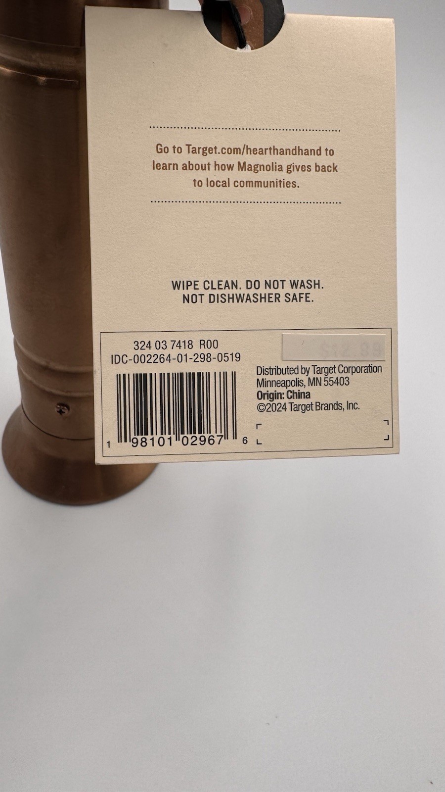 Hearth & Hand With Magnolia 7” Salt & Pepper Crank Grinder Copper Finish New