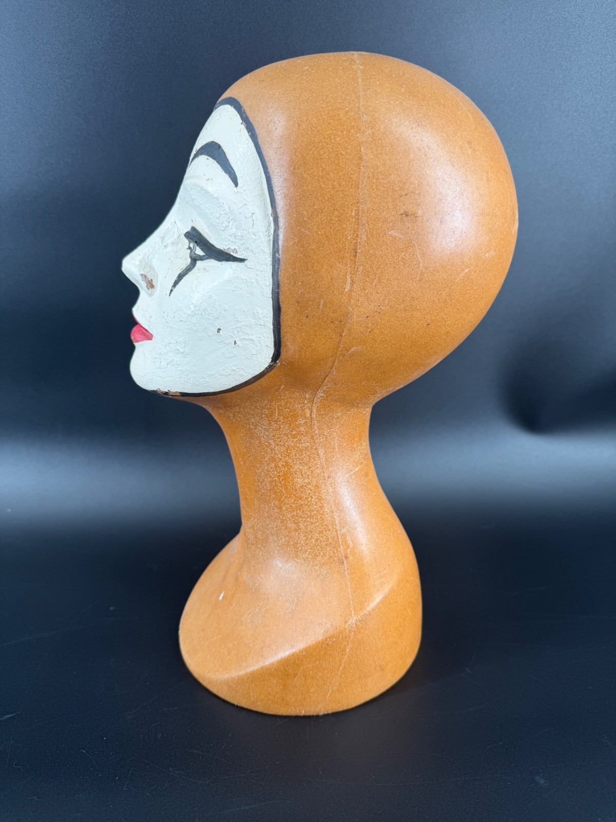 Vintage Plastic Mannequin Head Bust Pierrot Mime Wig Hat Display Dopamine Decor