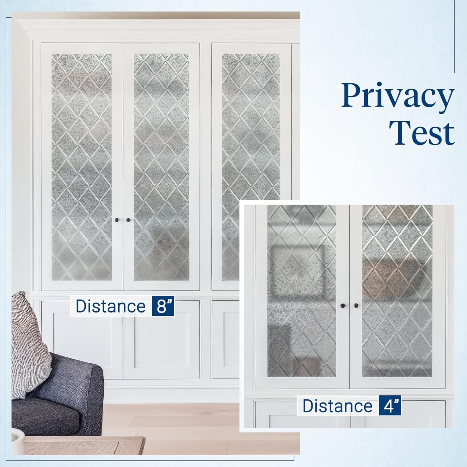 rabbitgoo Window Film Decorative Frosted Glass Static Cling Lattice Sticker