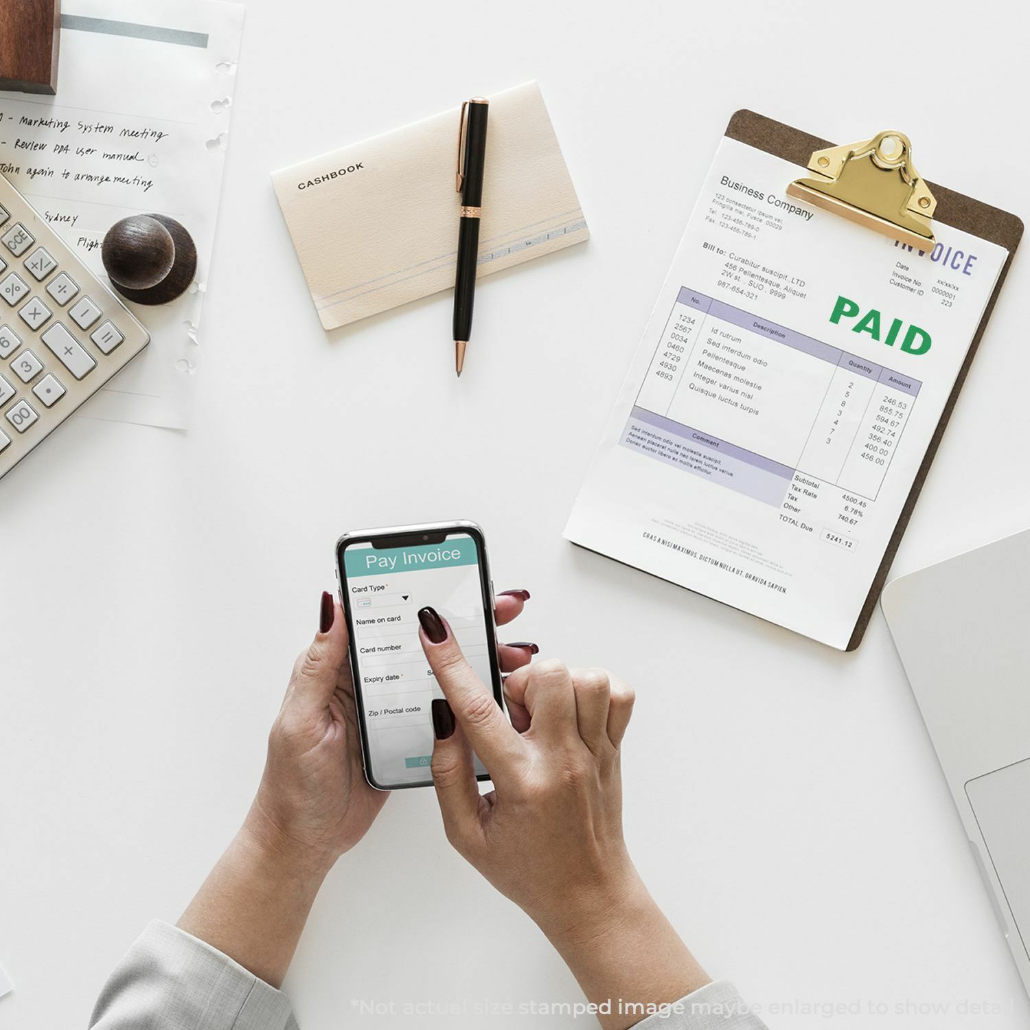 Paid Rubber Stamp Business Office Stock Stamp Size 1/2" Tall x 1-5/8" Wide