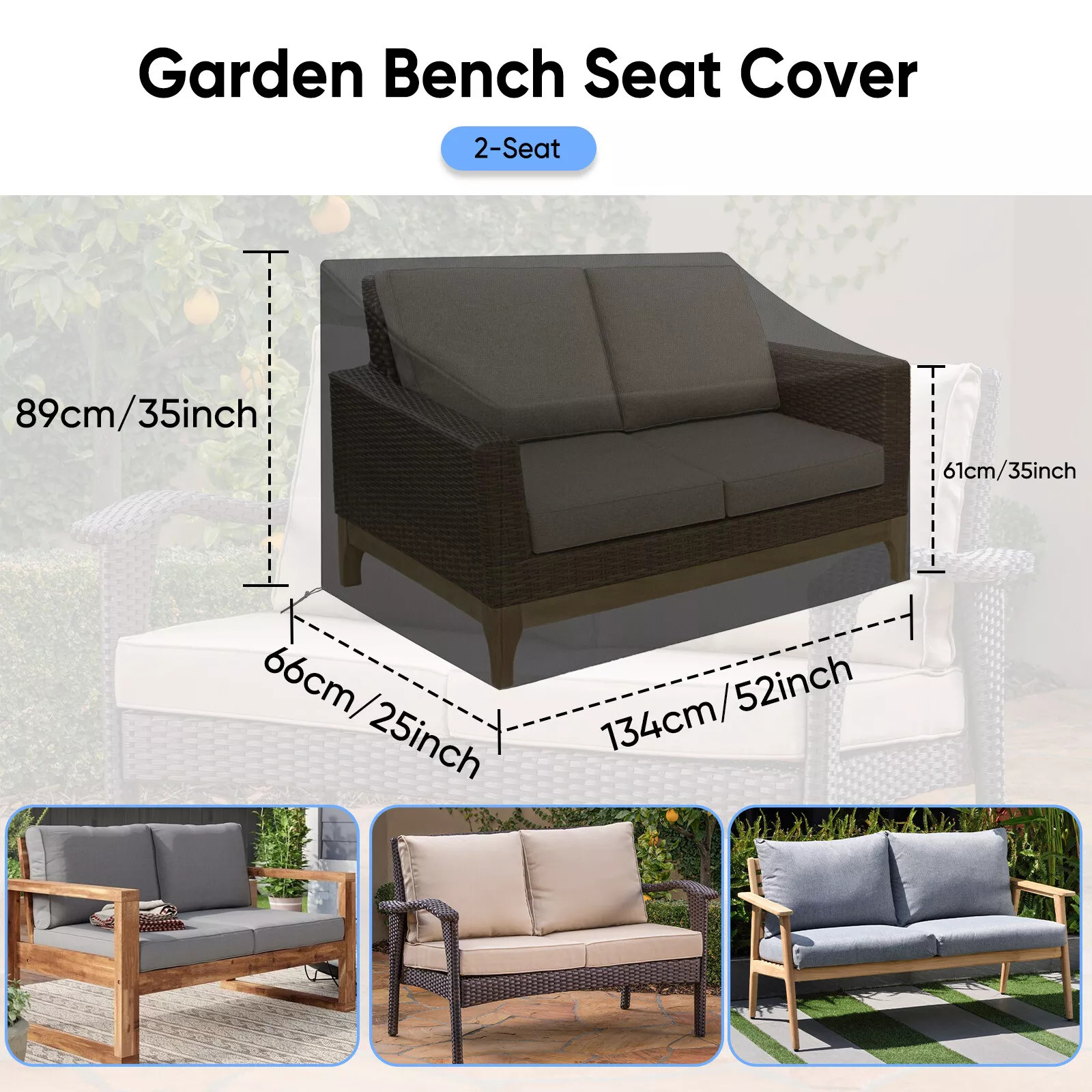 2 Seat light Duty Patio Bench Loveseat Cover Waterproof dustproof Outdoor cover