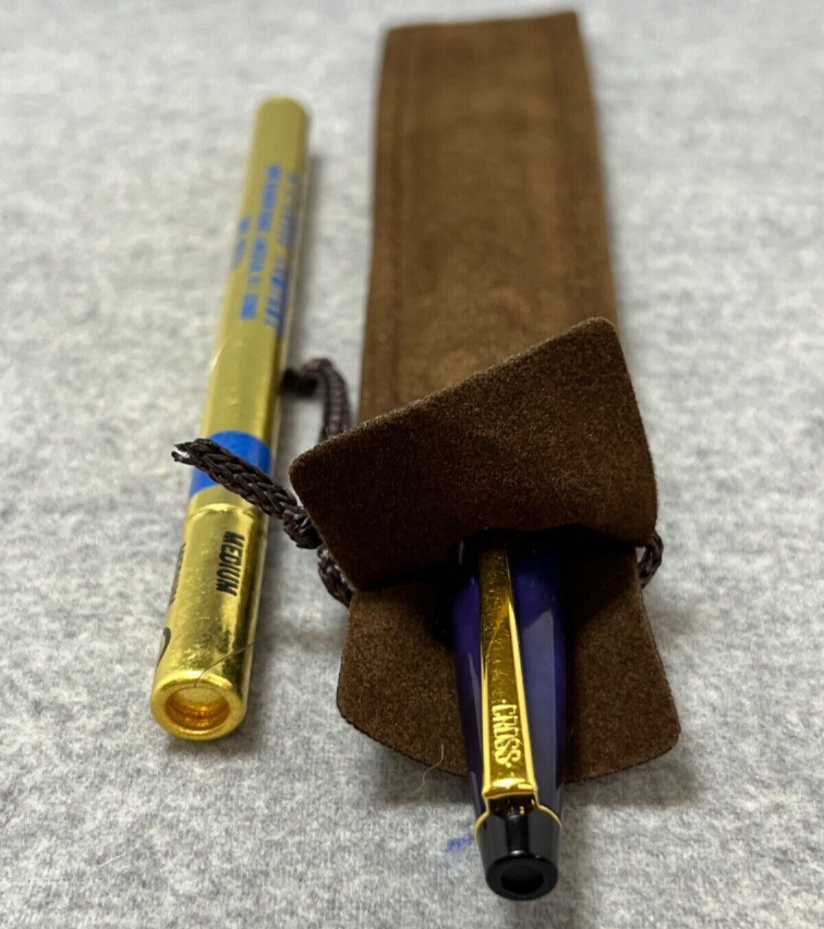 VTG Cross Radiance Blue/Black Swirl & 22K Gold Trim Ballpoint Pen + Premium Box