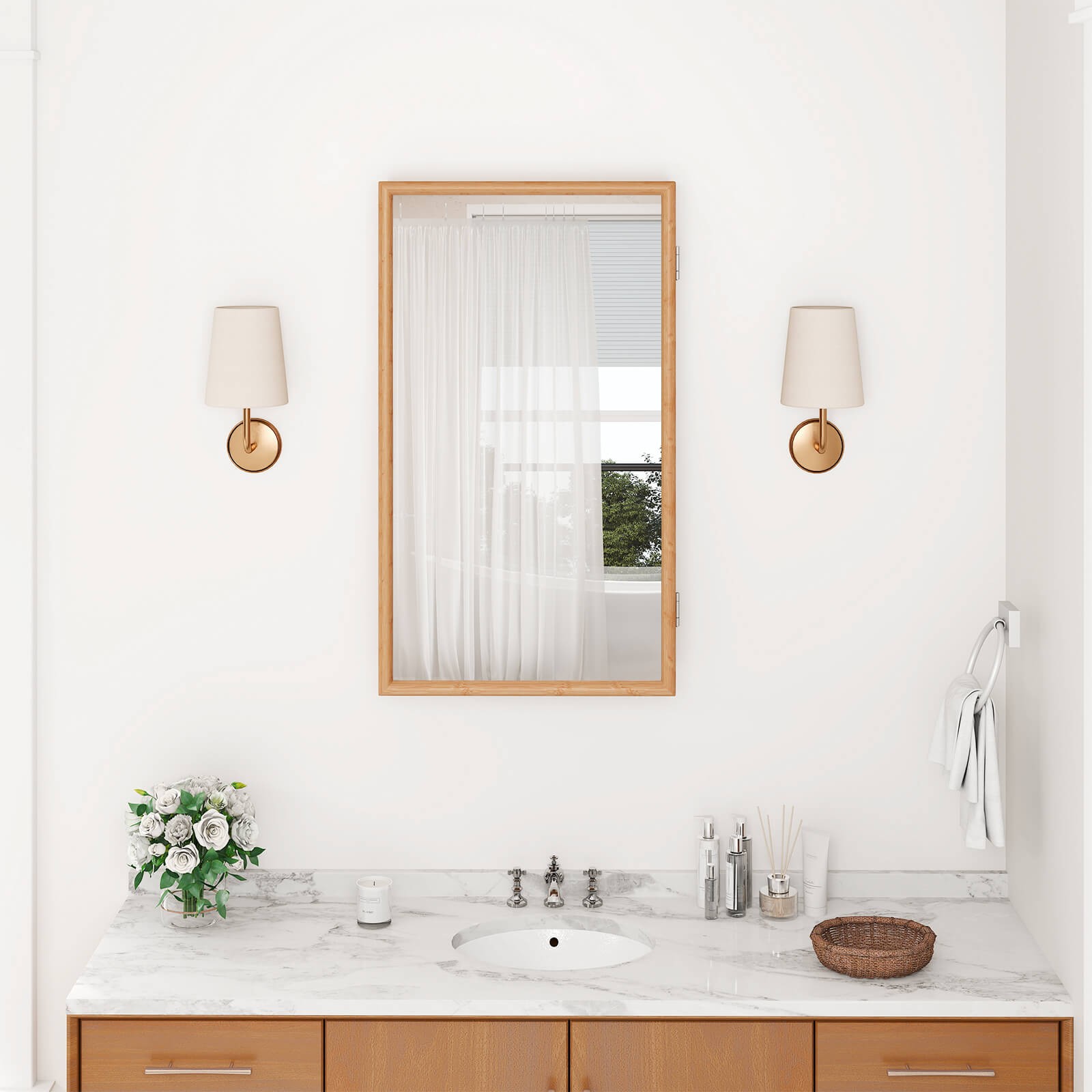 Small Medicine Cabinet w/Mirror Door & Removable Shelves for Compact Spaces