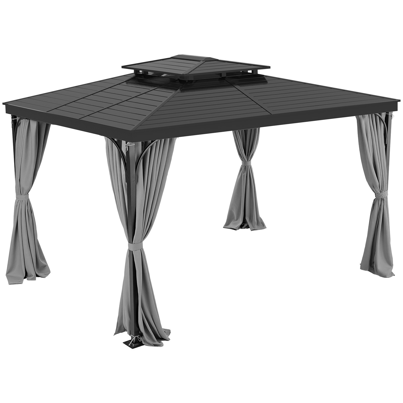 Gazebo Privacy Curtain 10' x 10' x 6.9' Waterproof Gazebo Curtains Gray