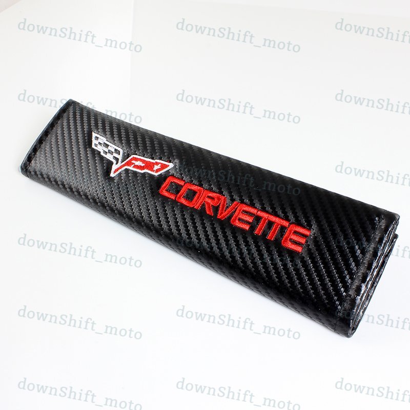 X2 Black Carbon Look Seat Belt Cover Shoulder Pads for Corvette Stingray Z06