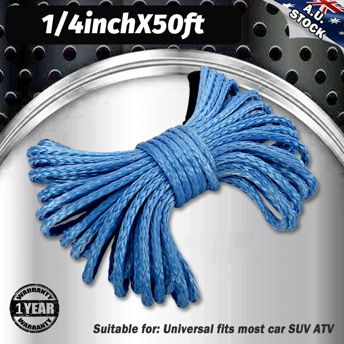 2PCS Synthetic Winch Rope Line 1/4"x 50' 10000LBS Recovery Cable 4WD ATV UTV AB