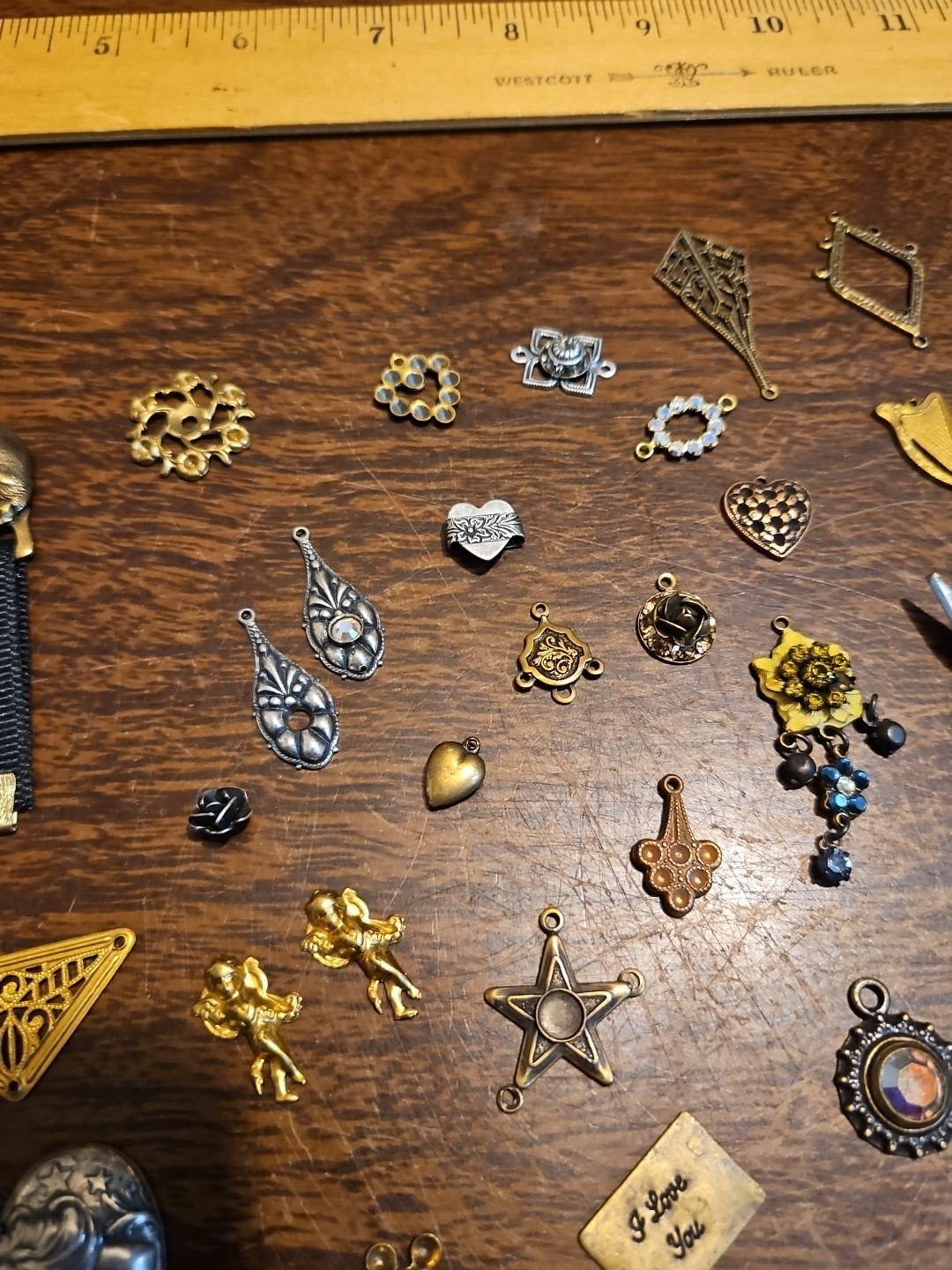 Lot Of 50 Mixed Parts Pcs France Vintage 60s Brass Stampings Findings Jewelry 16