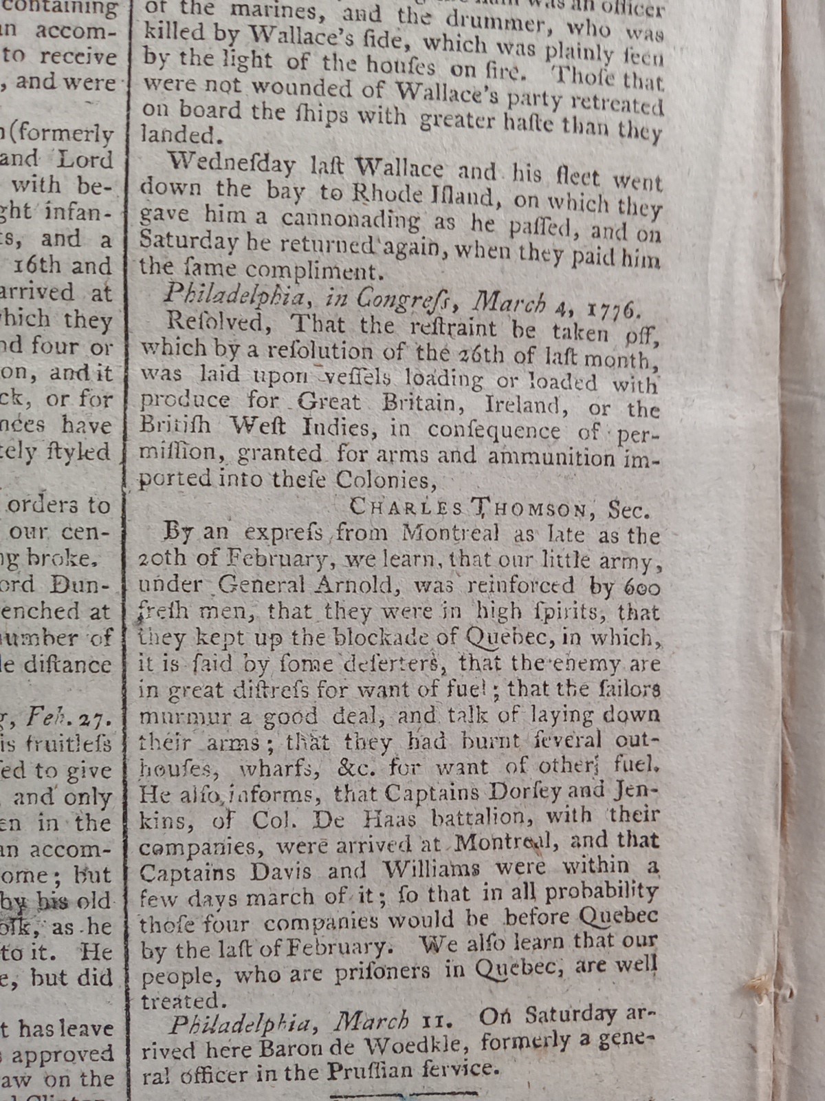 Original 1776 British Newspaper - American Revolutionary War - Colonies