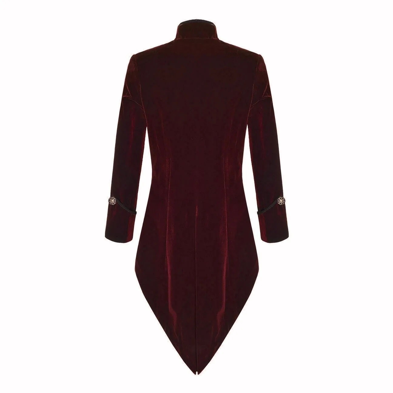 Men’s Handmade Steampunk Tailcoat Jacket Maroon Velvet Goth VTG Victorian Coat