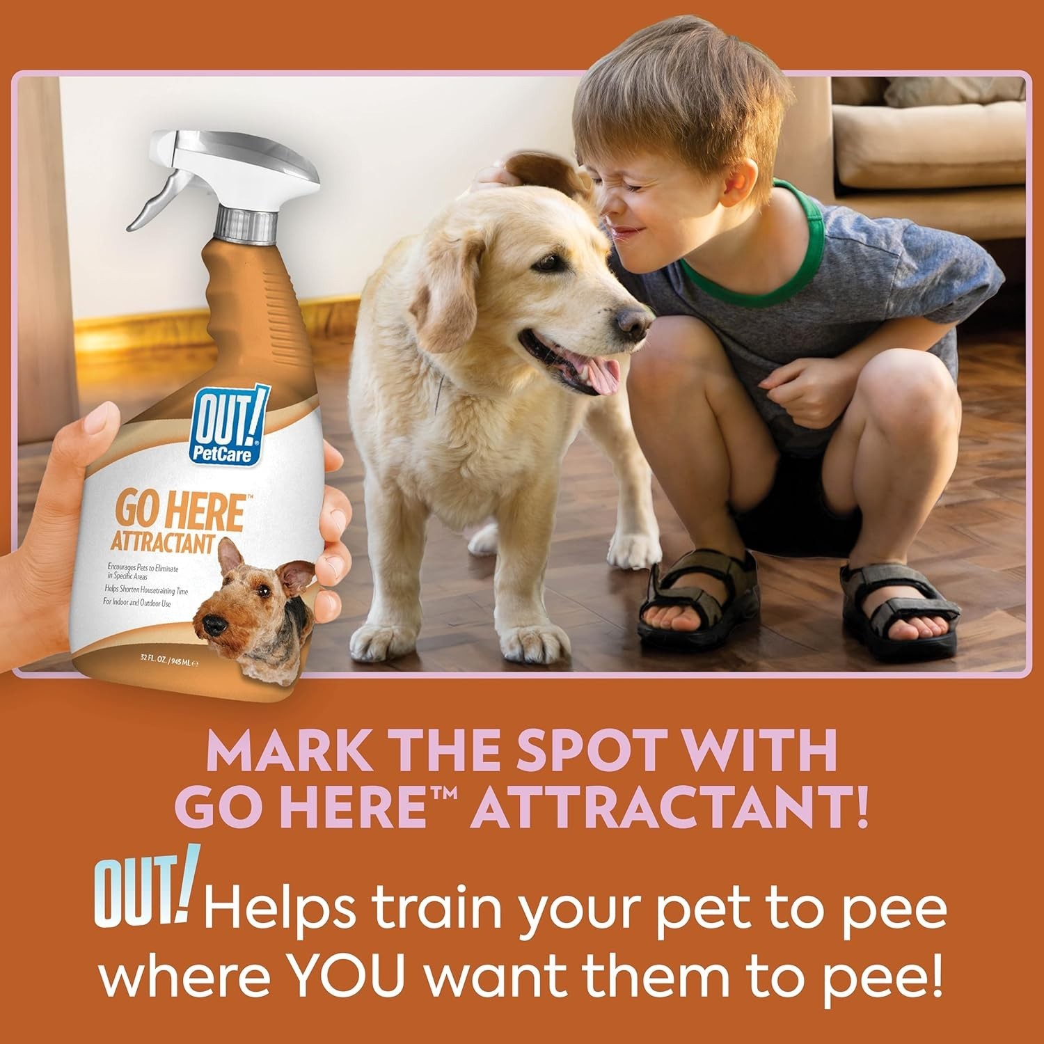 OUT! Go Here Dog Attractant Potty Training Spray for Puppies & Dogs 32oz, NEW!!!