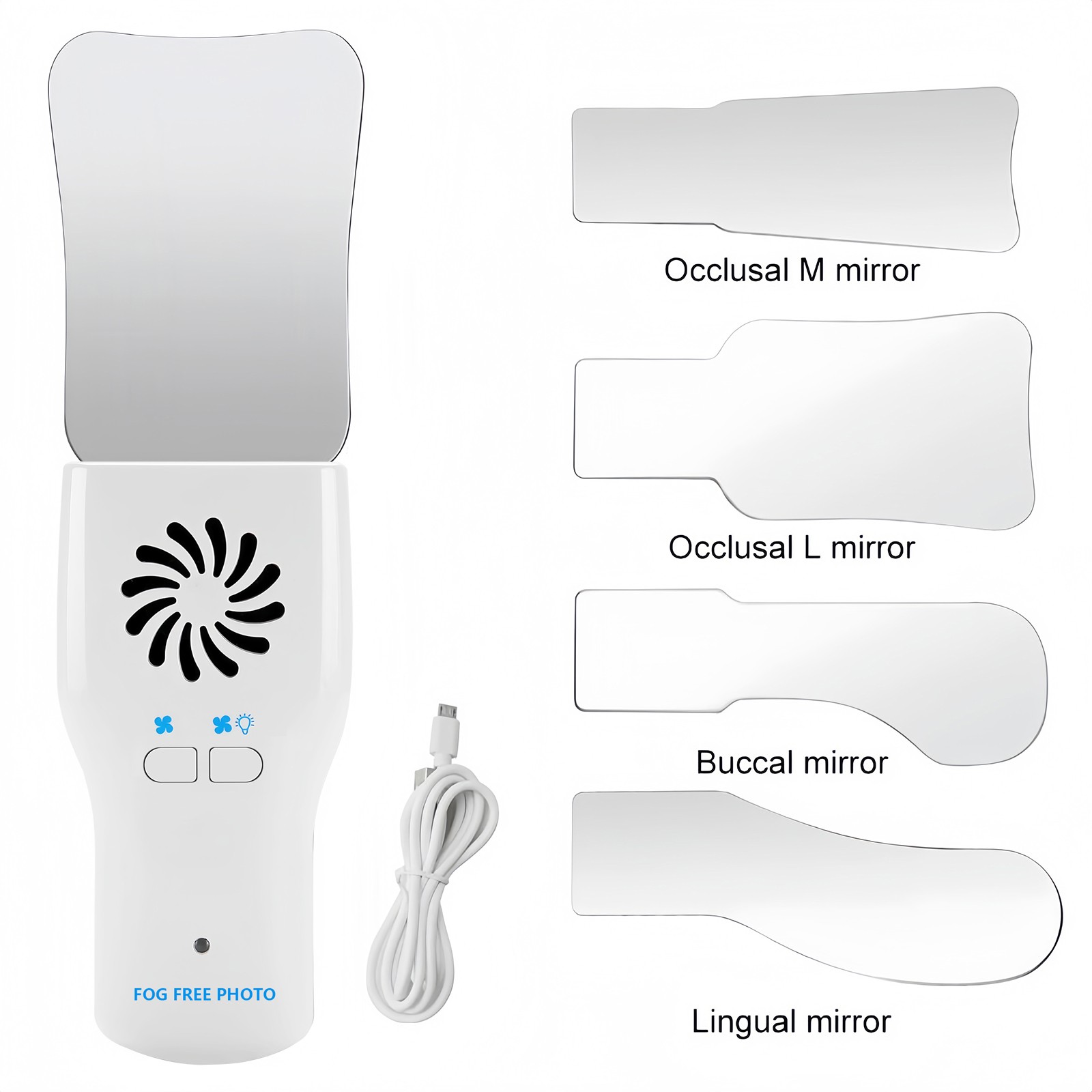Dental Occlusal Mirror Fog Free LED Intra Oral Photo System 4 Mirrors Anti-Fog
