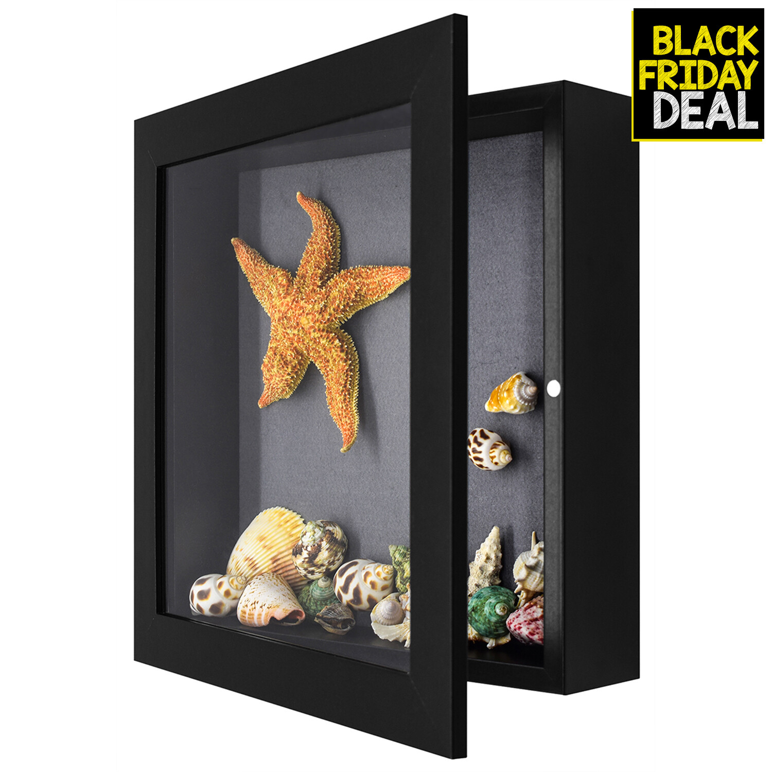 11x11 Shadow Box Frame Display Case 2 inch Depth Fits Artwork Photos Gifts Black