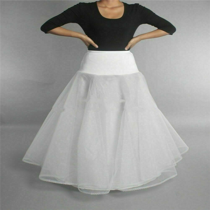Women White Bridal Petticoat Hoop Skirt Crinoline Slip Wedding Gown Underskirt