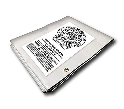 12 Mil 3-Ply Flame Retardant HD White Tarp Canopy, New