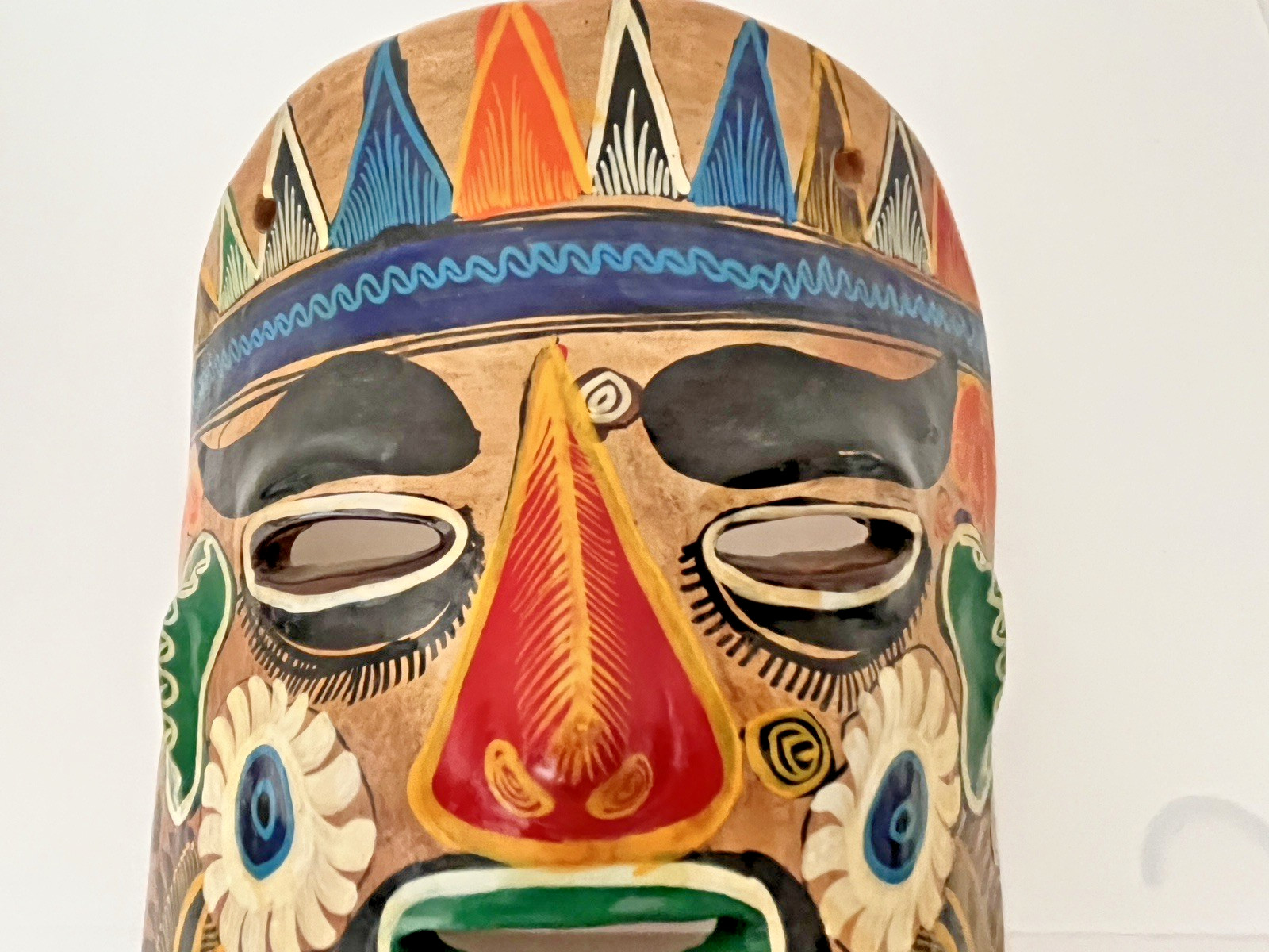 Talavera Mask Mexico Terracotta Pottery Hand Painted 6.5" x 9"