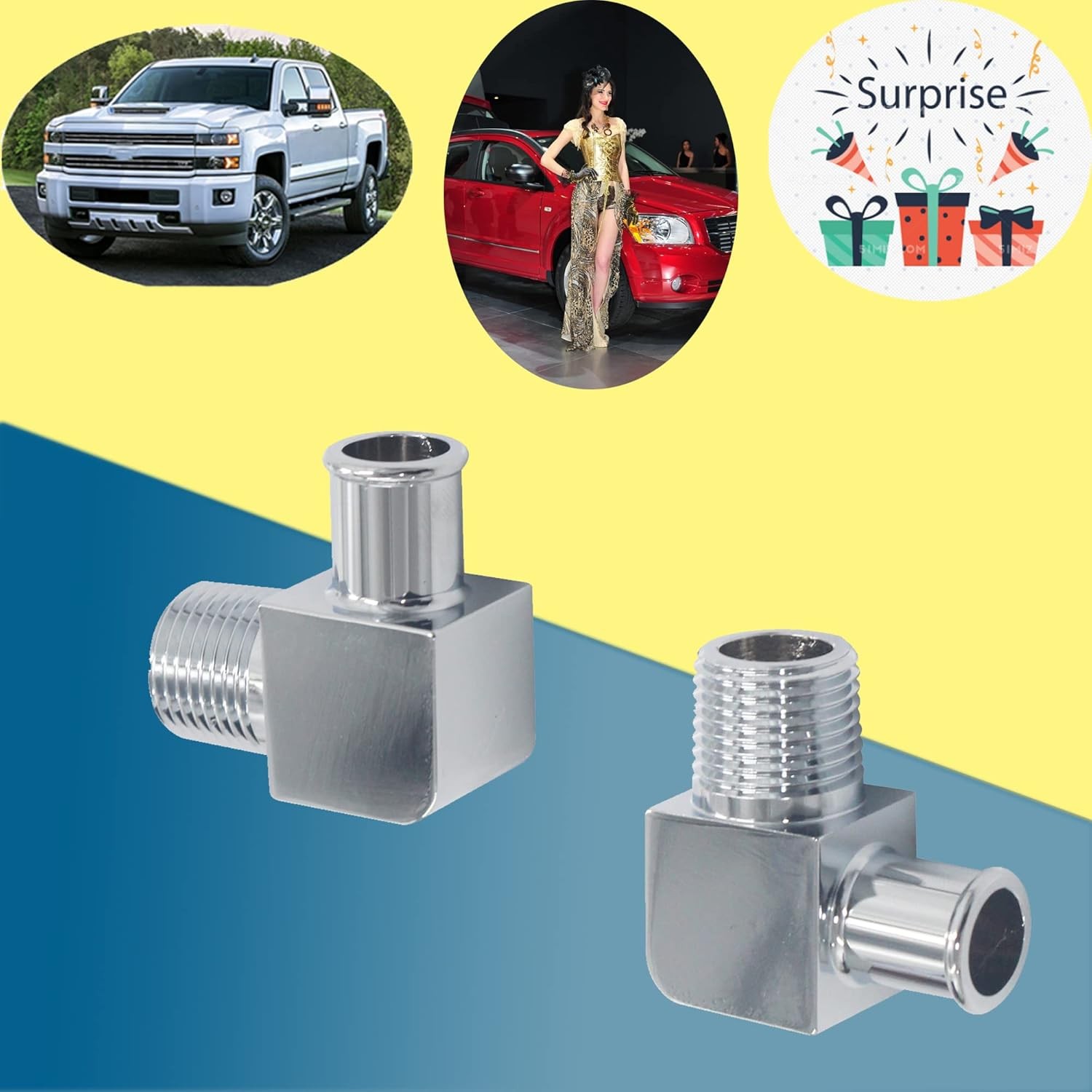 Heater Hose Fitting, Aluminum Alloy Heater Hose Adapter 90 Degree Connector 1/2