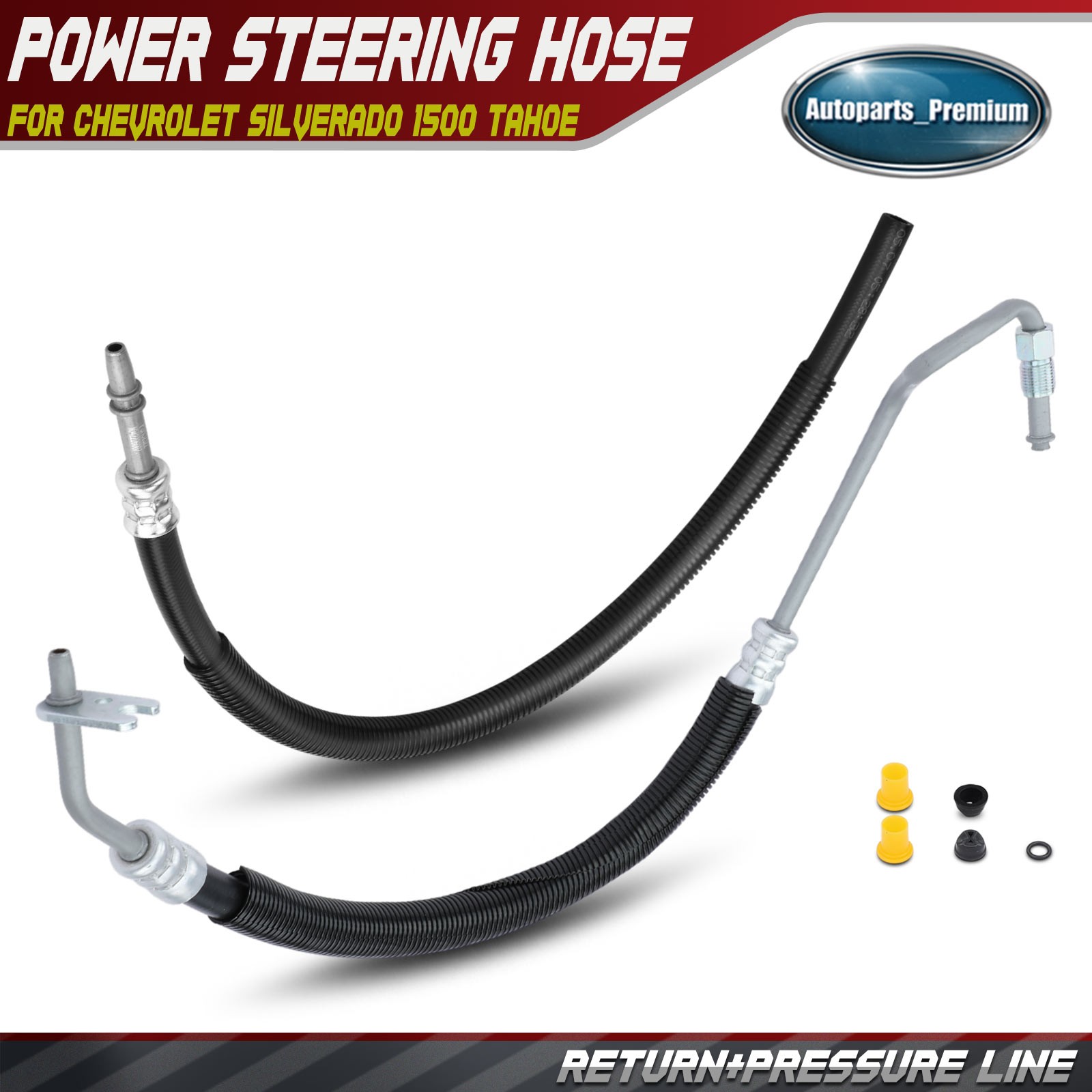2x Power Steering Return+Pressure Line Hose Assy for Chevy Silverado 1500 Tahoe
