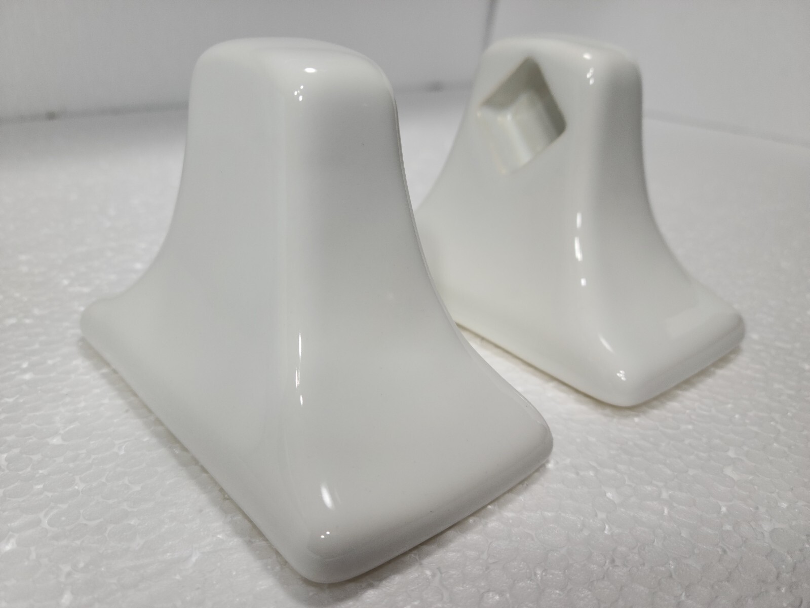 Vintage White Ceramic Towel Bar Rod Rack Post Holders Flat Back Glue over Tile