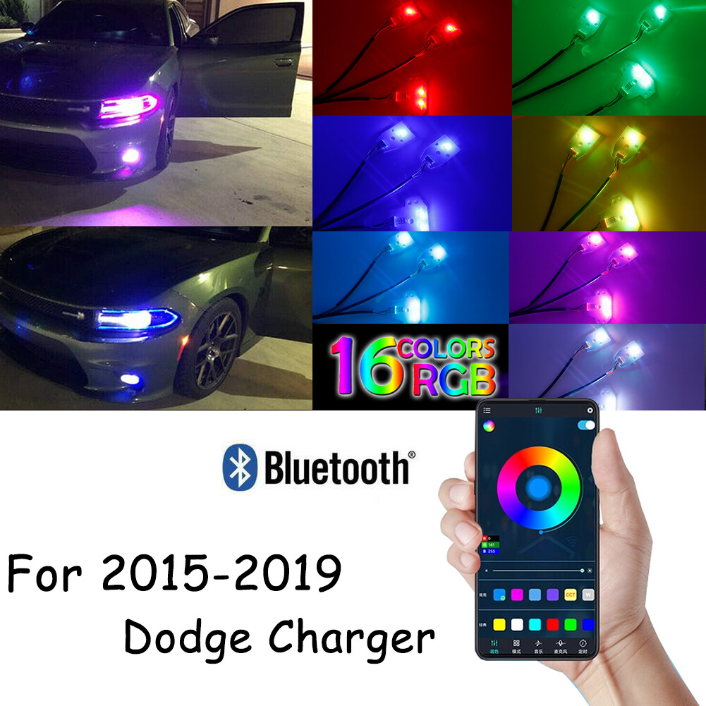 For 2015-20 Dodge Charger Bluetooth APP RGBW Multi-Color LED DRL Board Headlight