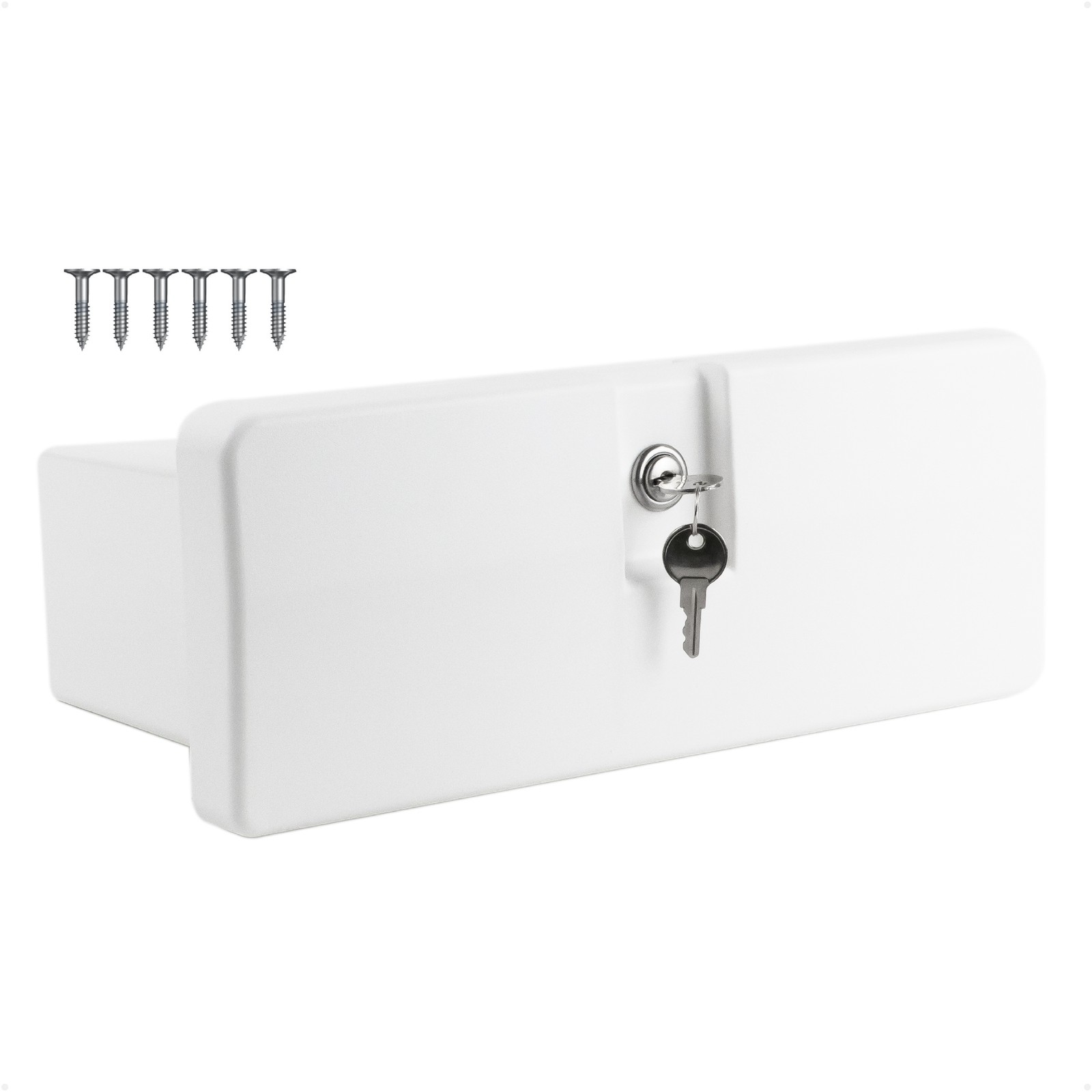 Boat Glove Box, Lockable with 2 Keys, High-Impact and UV-Resistant White Plastic