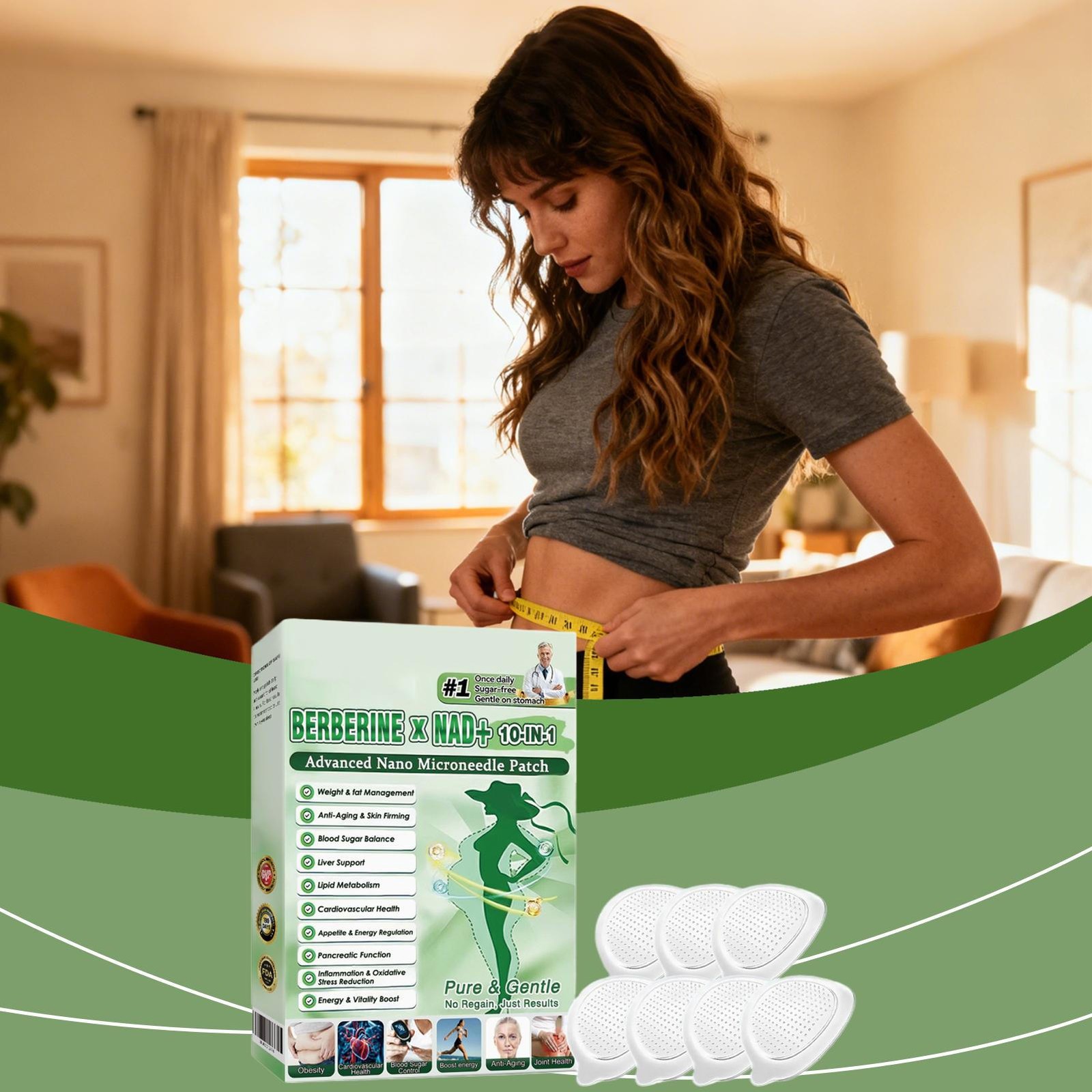 3PACK Moringa Berberine 10-in-1 Advanced Nano Microneedle Patches 7Pcs/Box New