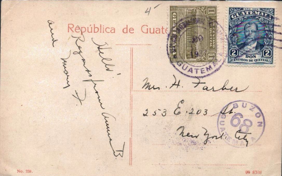 1937 Guatemala Cover Postcard - BUZON Cancel - Street Scenes - Natives