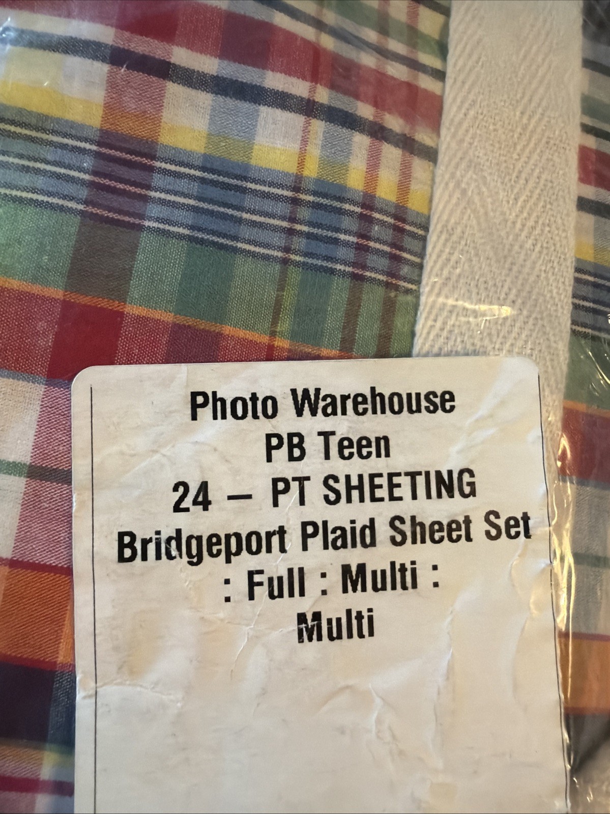 Pottery Barn Teen Bridgeport Plaid Organic Sheet Set Full Sample Read