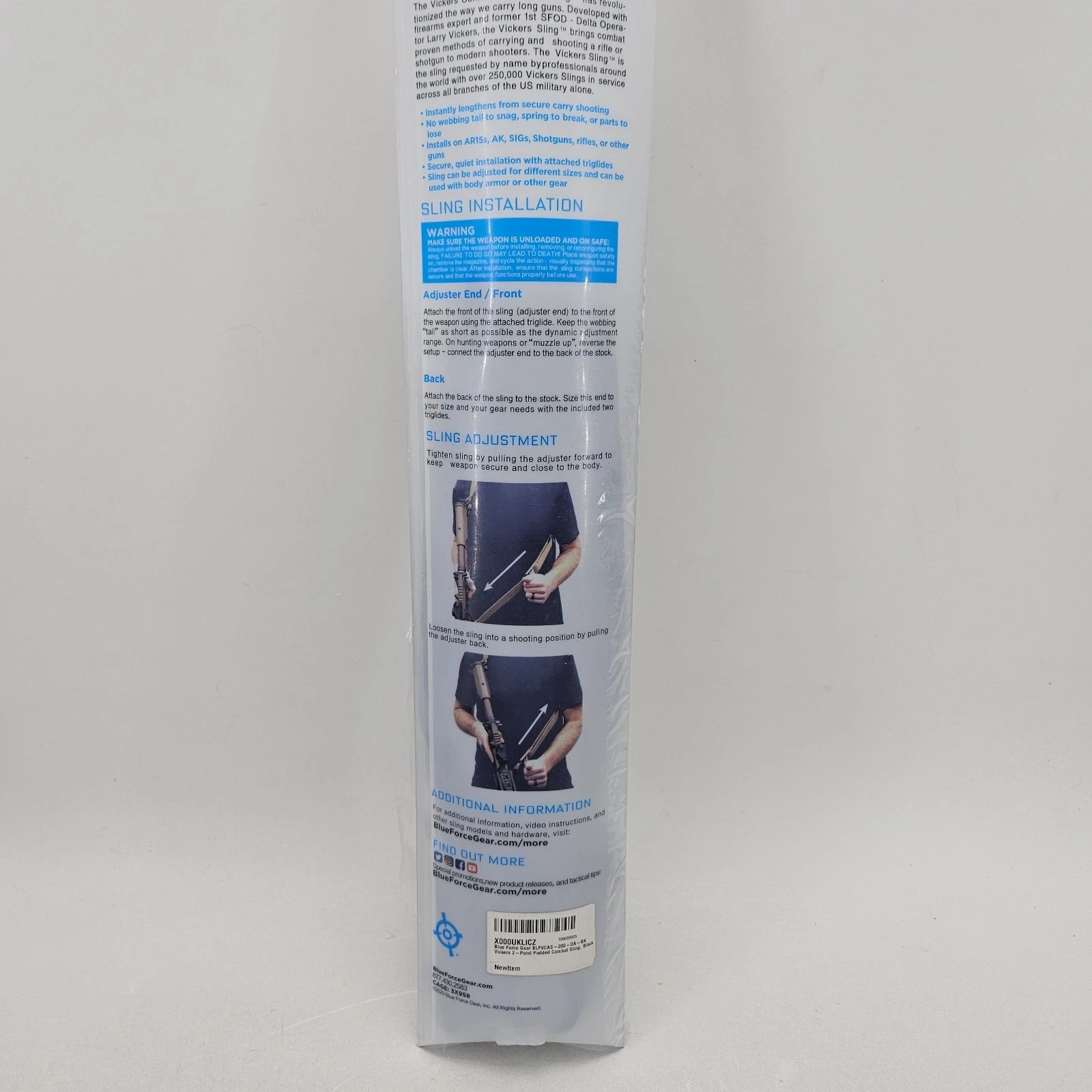 Blue Force Gear Vickers Sling 2-Point Light,Padded Combat Rifle Carbine 57"- 67"