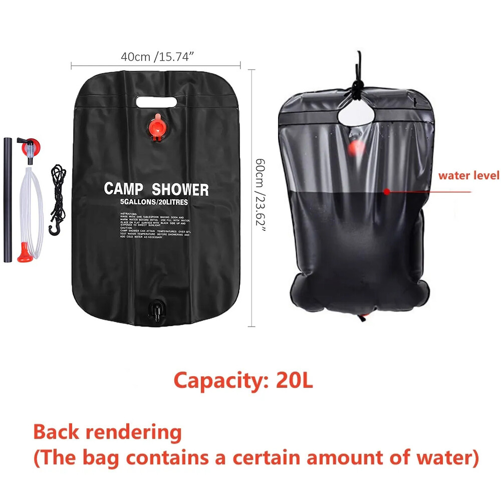 20L Water Bags Outdoor Camping Shower Bag Solar Heating Portable Folding Hiking