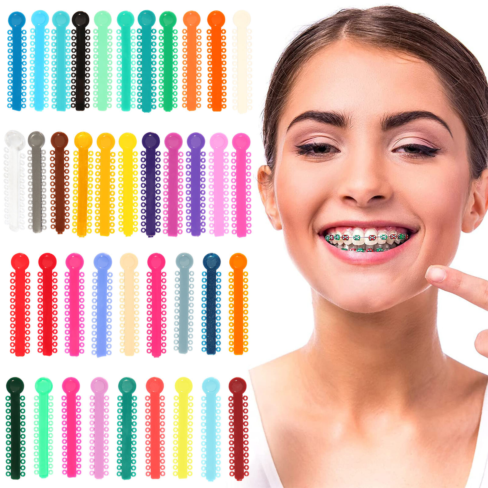 1040Pcs Dental Elastic Ligature Ties Rubber Power Bands for Orthodontic Braces