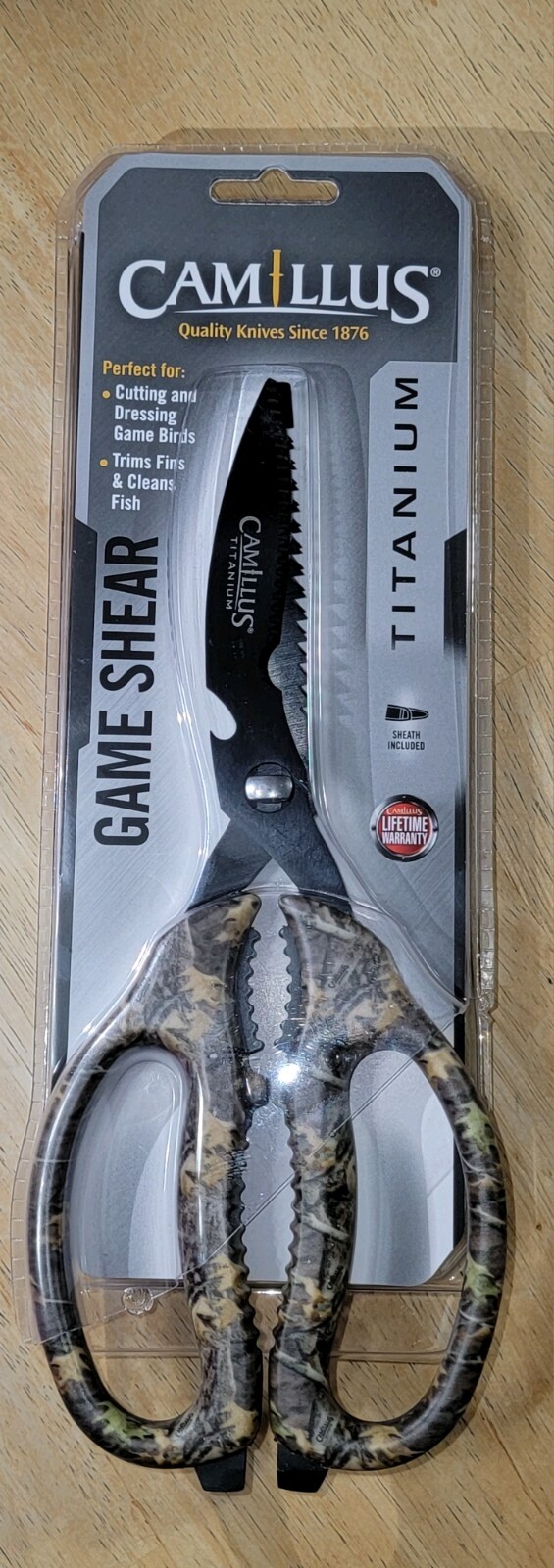 Camillus 9'' Multi-Function Game Shear with Bone Saw, Serrated Blade, and Sheath