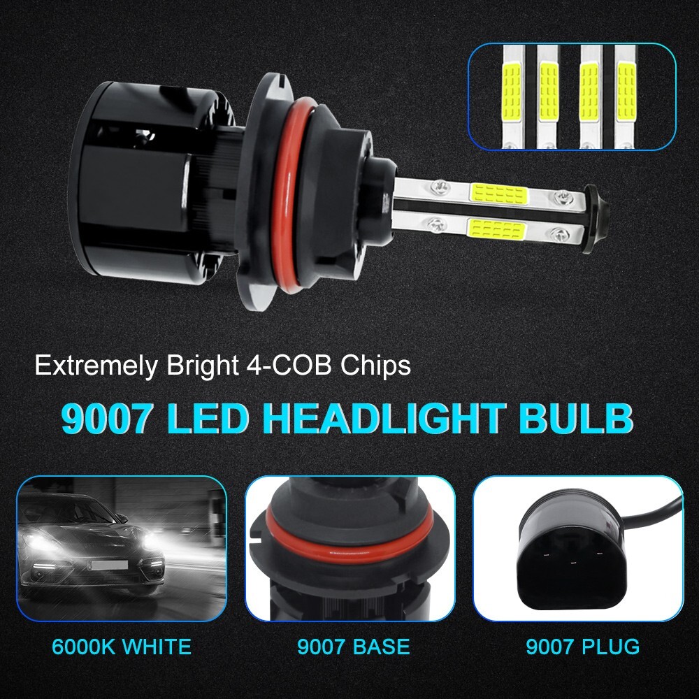 2x 9007/HB5 LED Headlight Bulbs Kit 6500K White High Low Beam Light Super Bright
