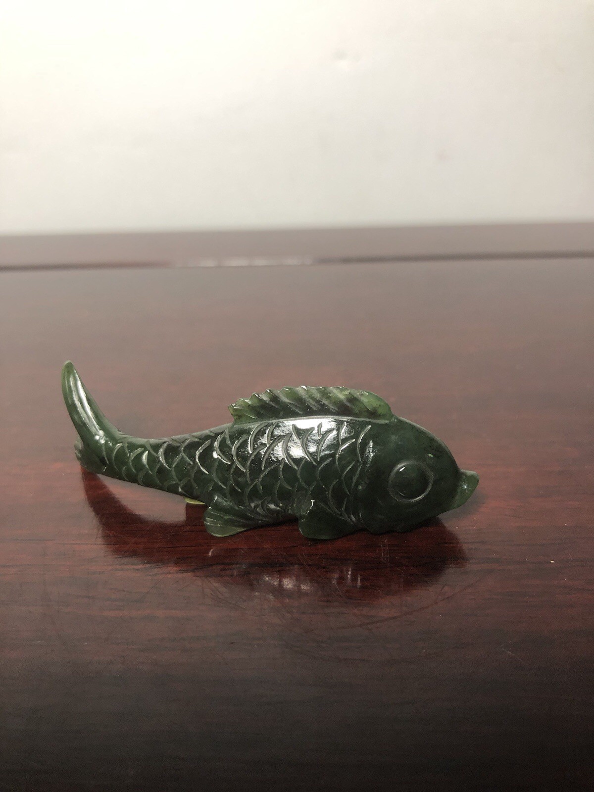 Vintage Small Green Jade Fish Carp Fish 2.25” Long