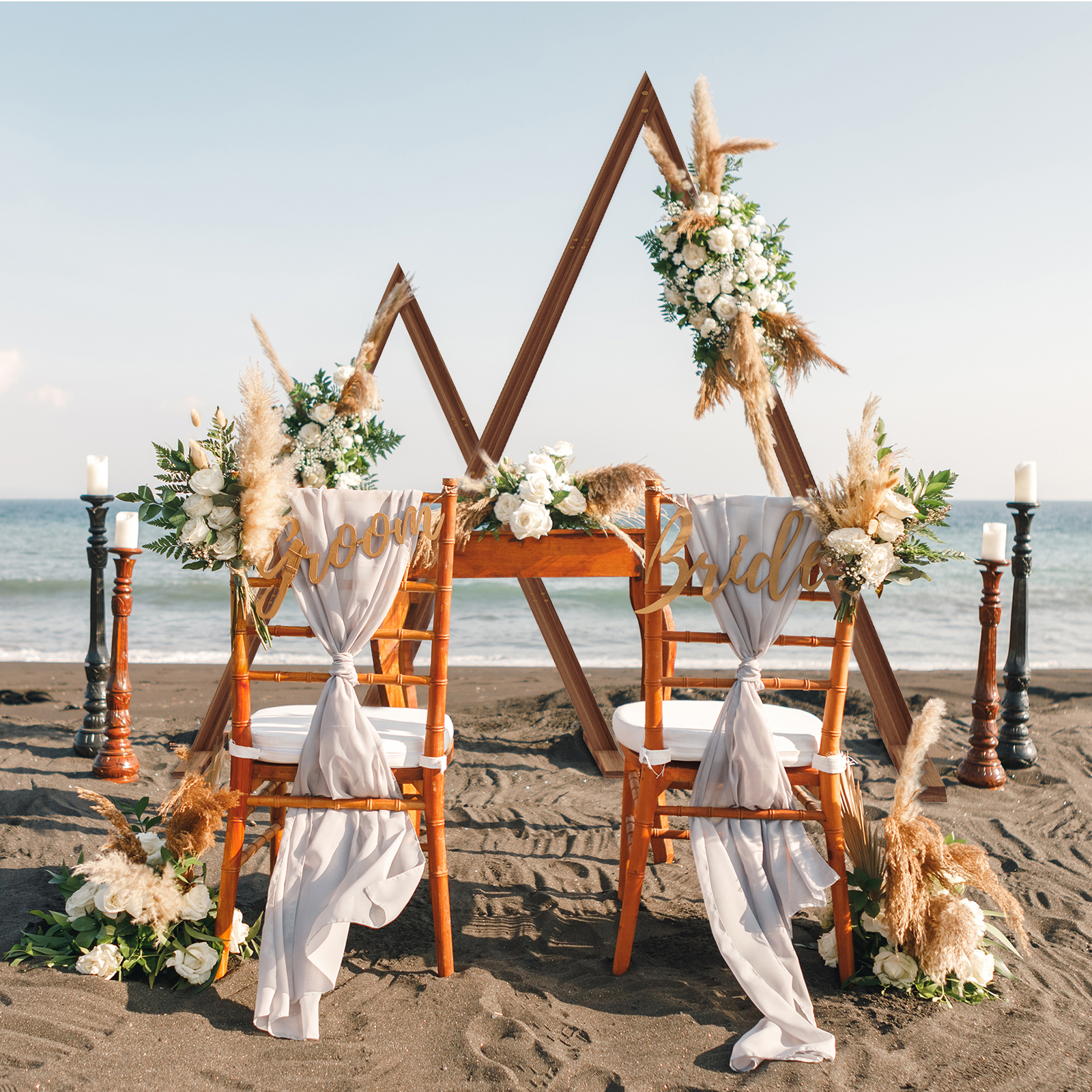 2PCS Nesting Triangle Wood Wedding Arches Arbor Floral Archway Backdrop Stand US