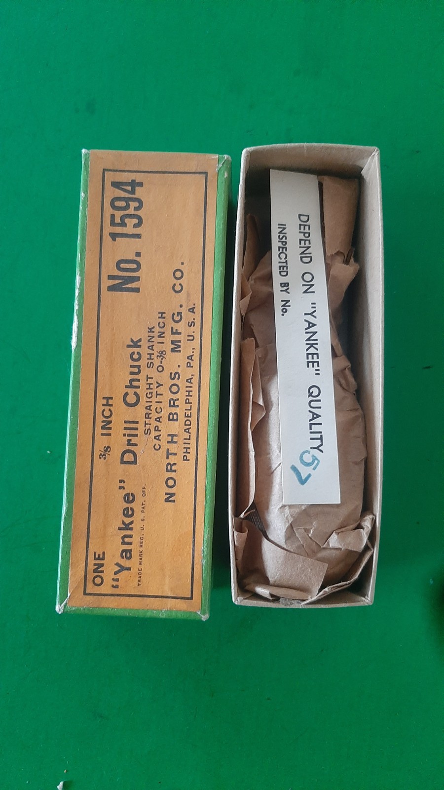 NOS NEW 3/8" Yankee Drill Chuck No. 1594 1/2" Straight Shank North Bros MFG