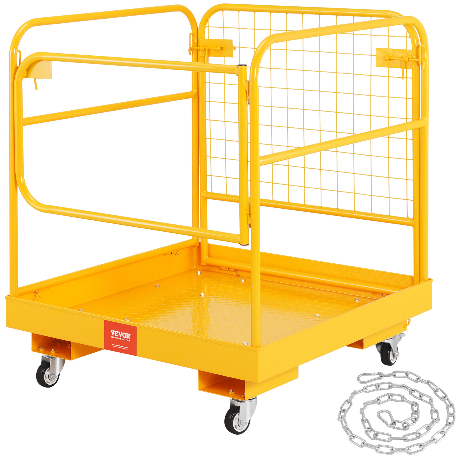 VEVOR 36"x36" Forklift Safety Cage Work Platform 1200lbs w/Wheels for Aerial