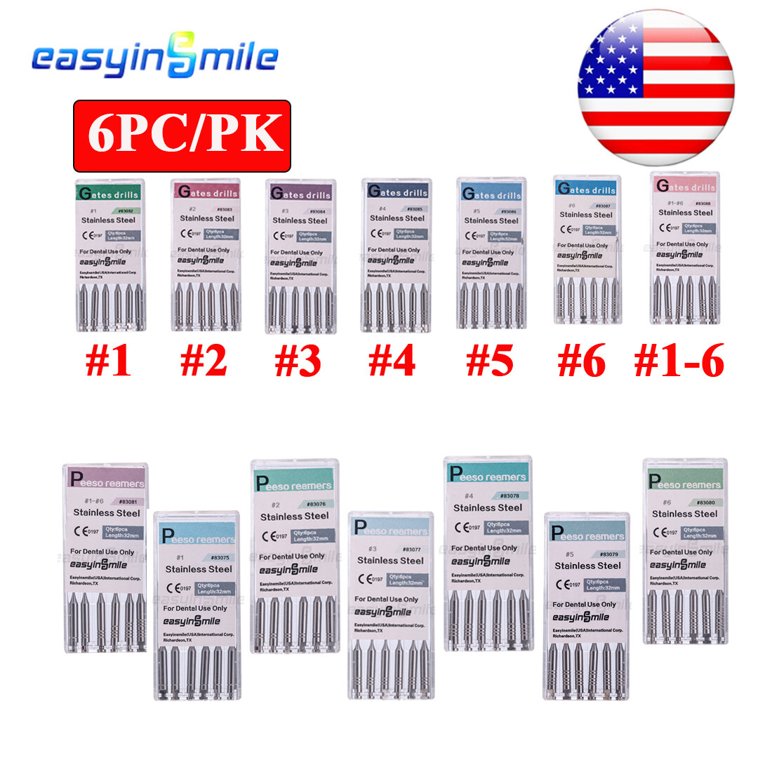 10Pk Dental Endo Glidden Gates Drills Peeso Reamers Root Canal Engine Files 32mm