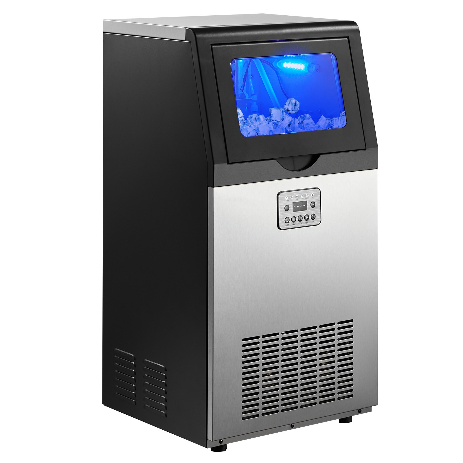 Uimoso Commercial Ice Maker 100lbs/24h with 30lbs Storage for Bar and Restaurant