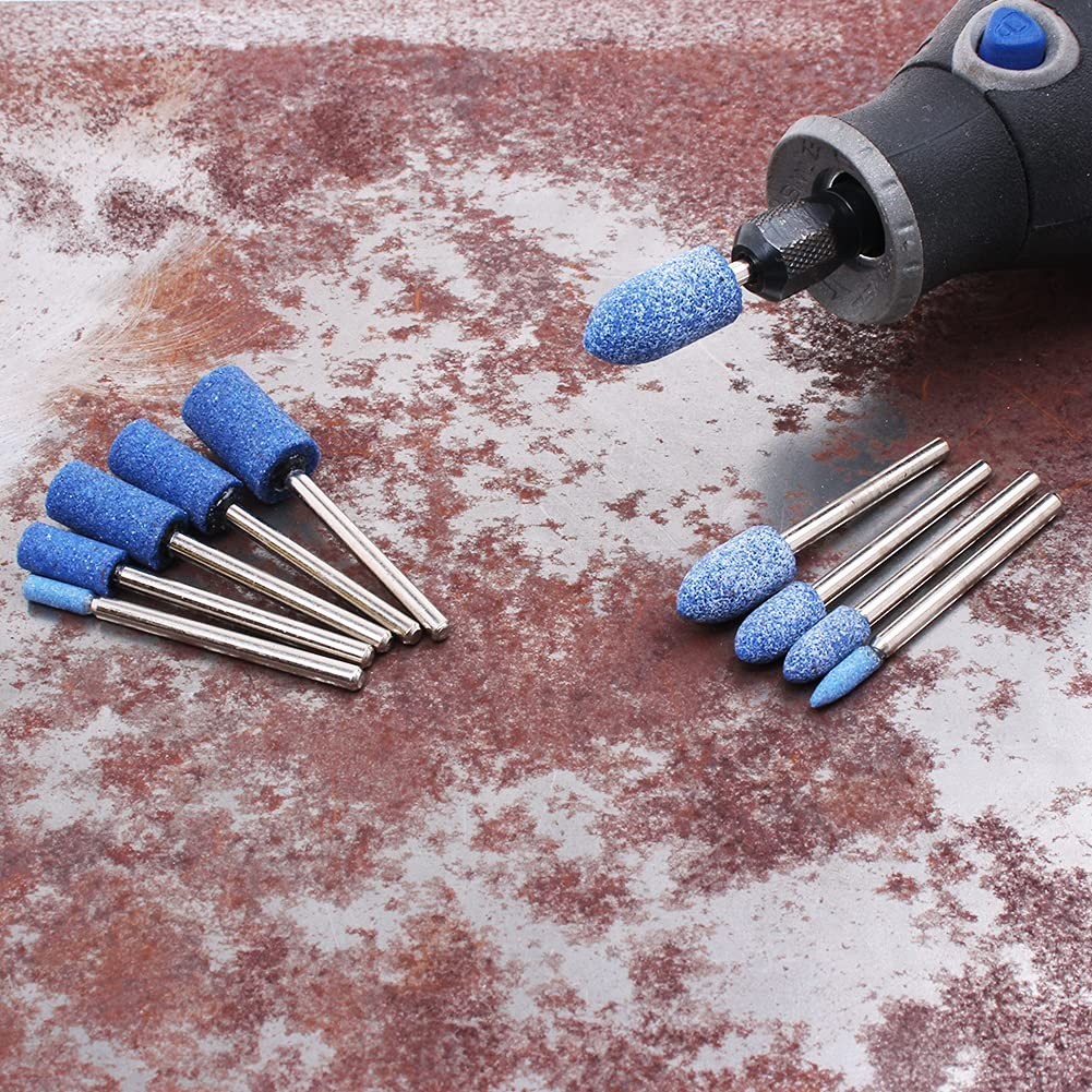 AUTOTOOLHOME 1/8" Shank Abrasive Mounted Stone Grinding Bits Sanding Blue
