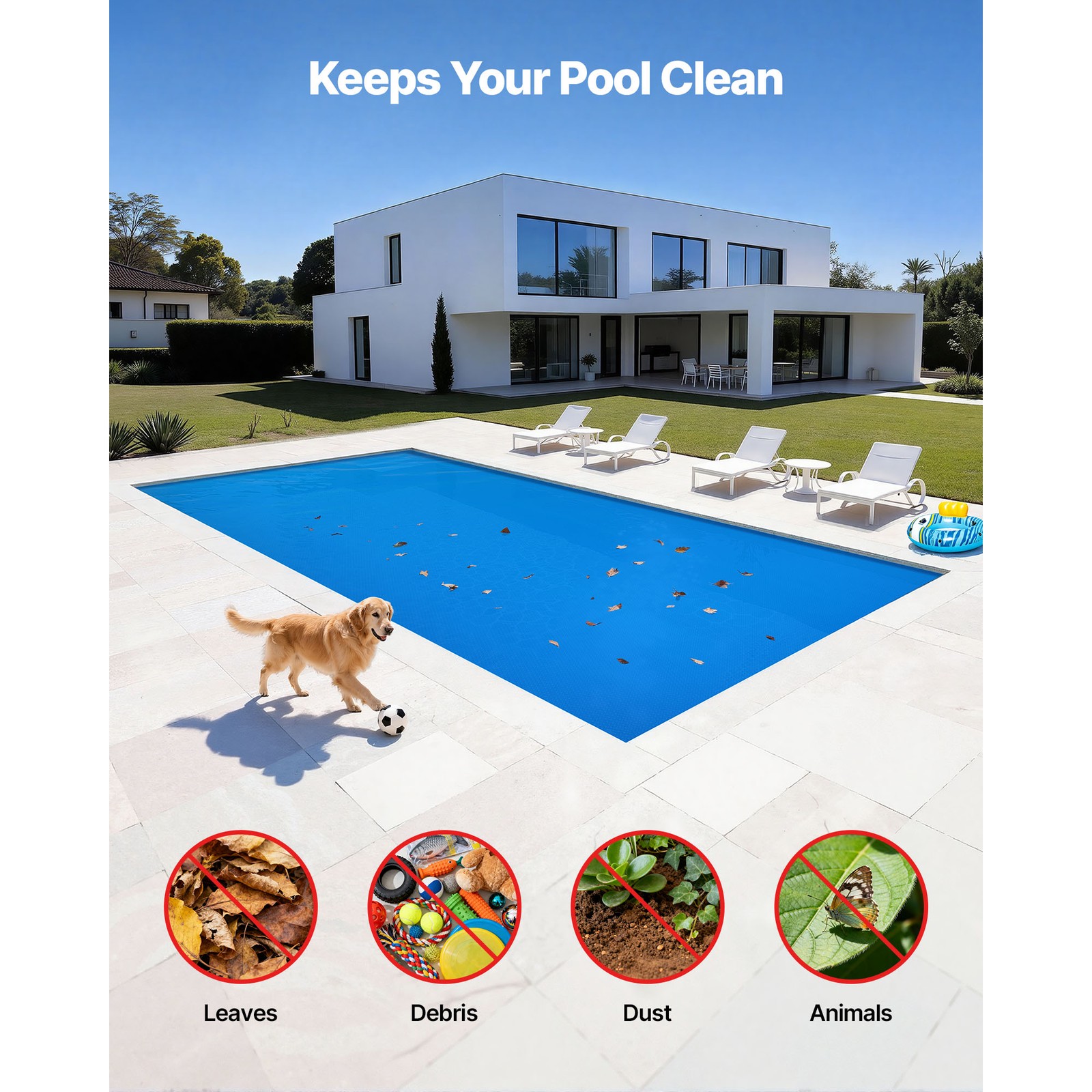 Uimoso Solar Pool Cover 36 x 18 ft Pool Heating Cover 8 Mil Pool Heater Cover